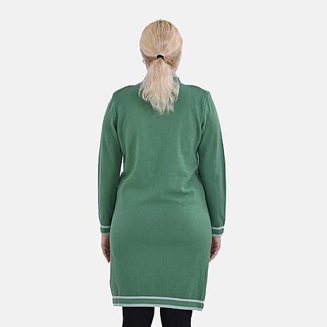 Limited Collection La Marey Cotton Blend Knitted Dress (Size S-M) - Green - Grey