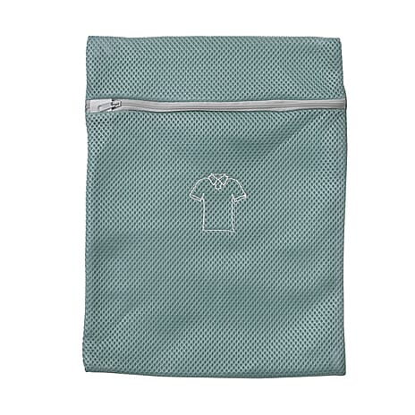 Set of 6 Embroidered Machine Laundry Bags- 1 extra large size(50x60cm), 1 large size(40x50cm), 1 medium size(30x40cm), 1 bra bag(16x18cm), 1 large round bag(20x30cm) - Green