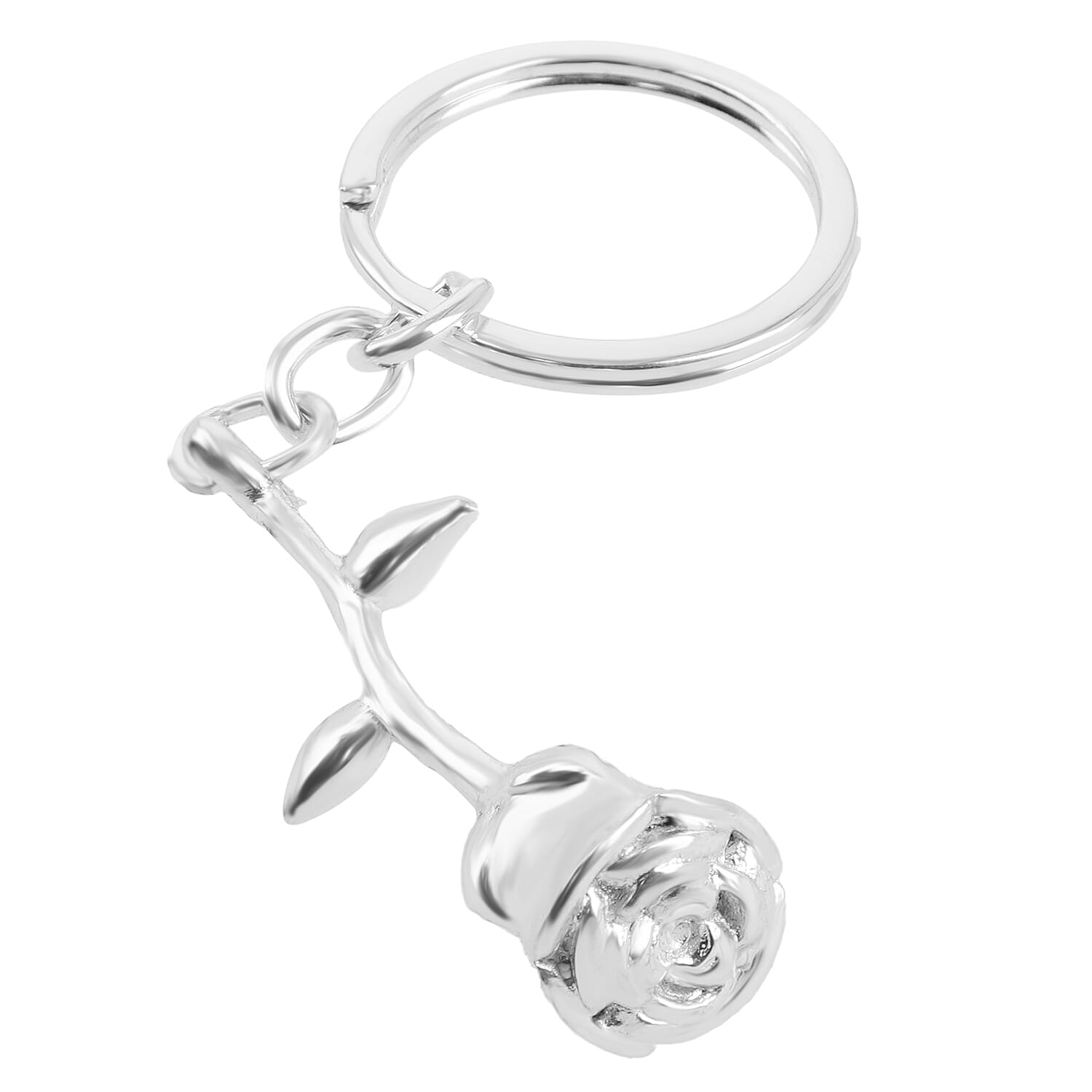 Rose Keychain in Silver Tone