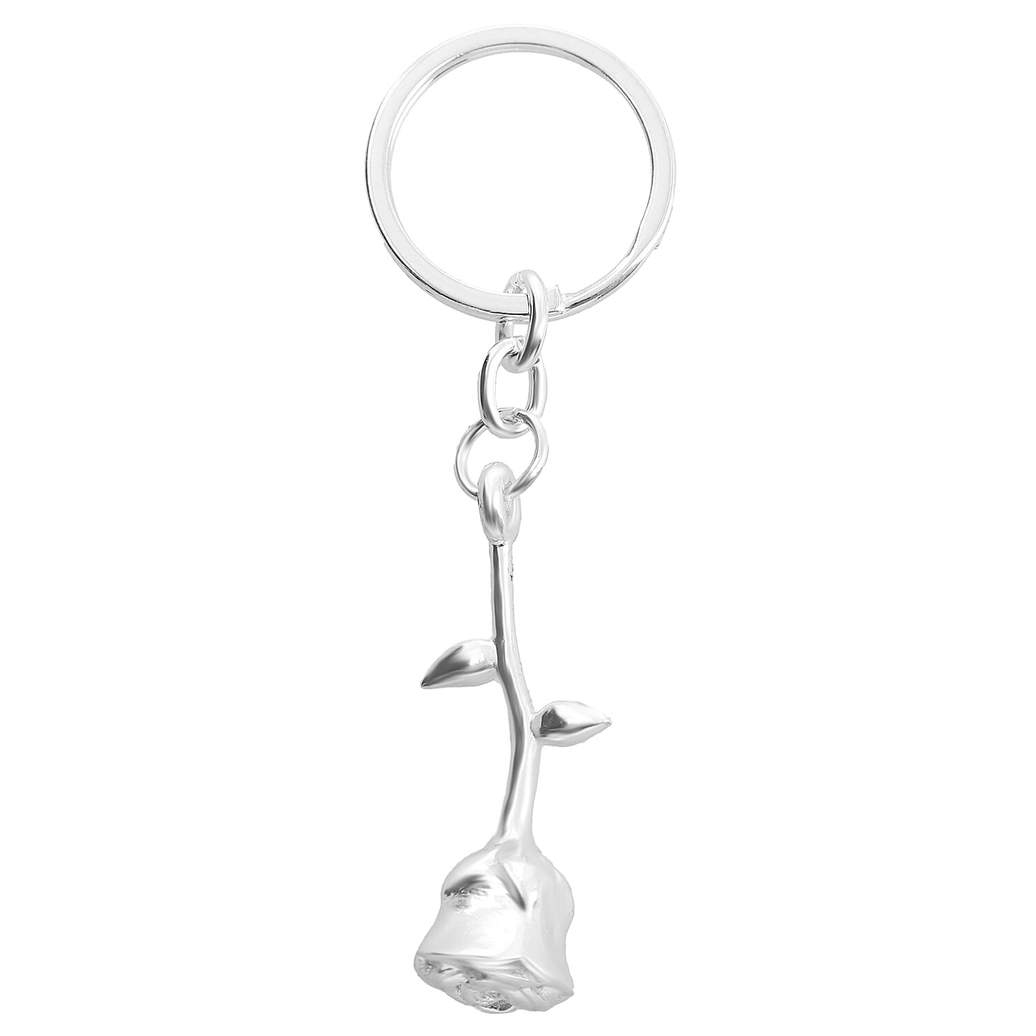 Rose Keychain in Silver Tone