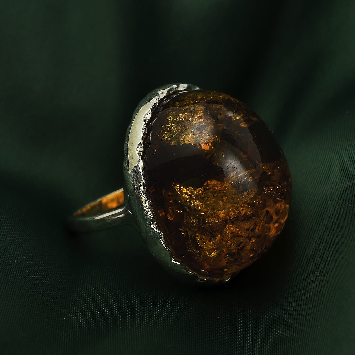 Natural Baltic Amber Ring in Sterling Silver