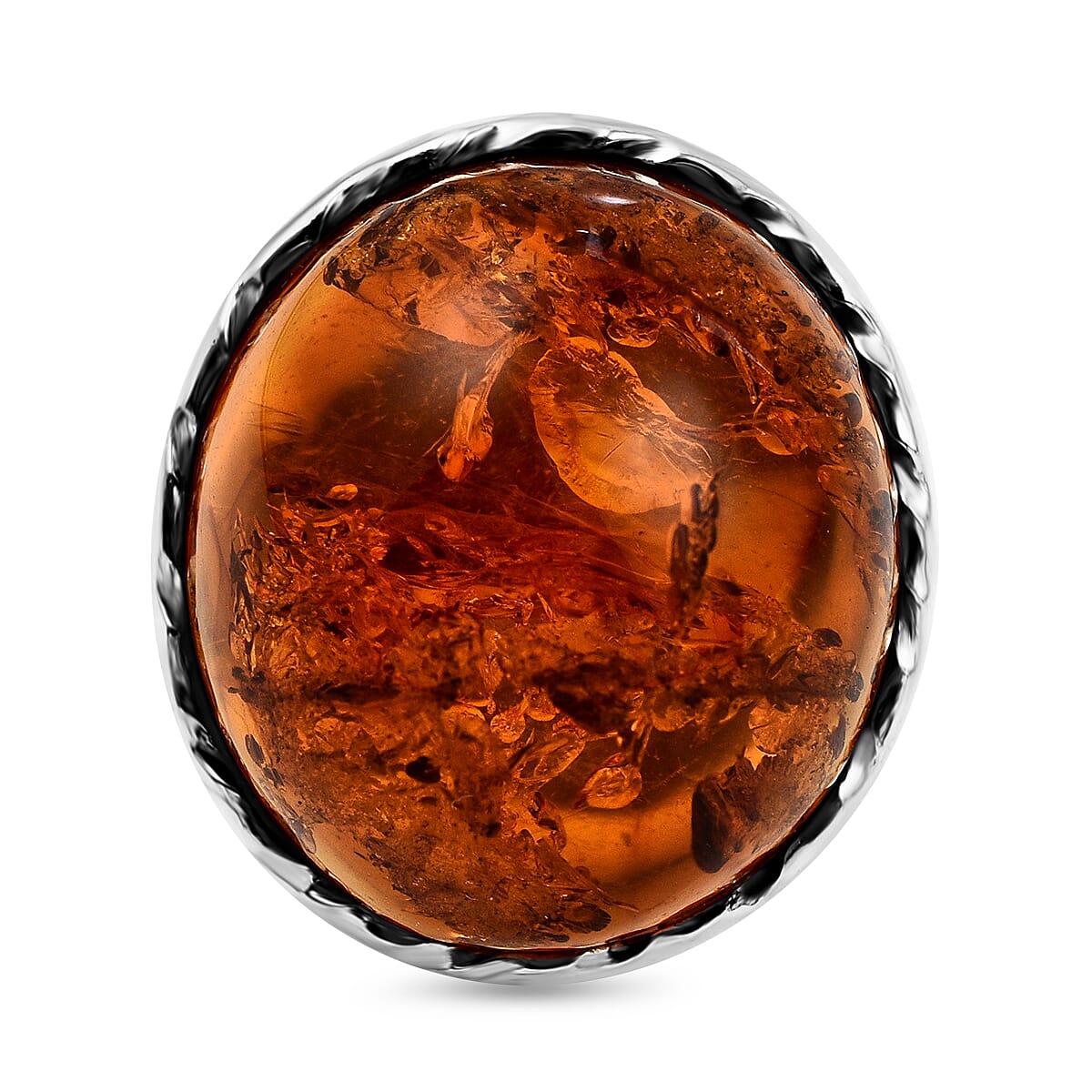 Natural Baltic Amber Ring in Sterling Silver