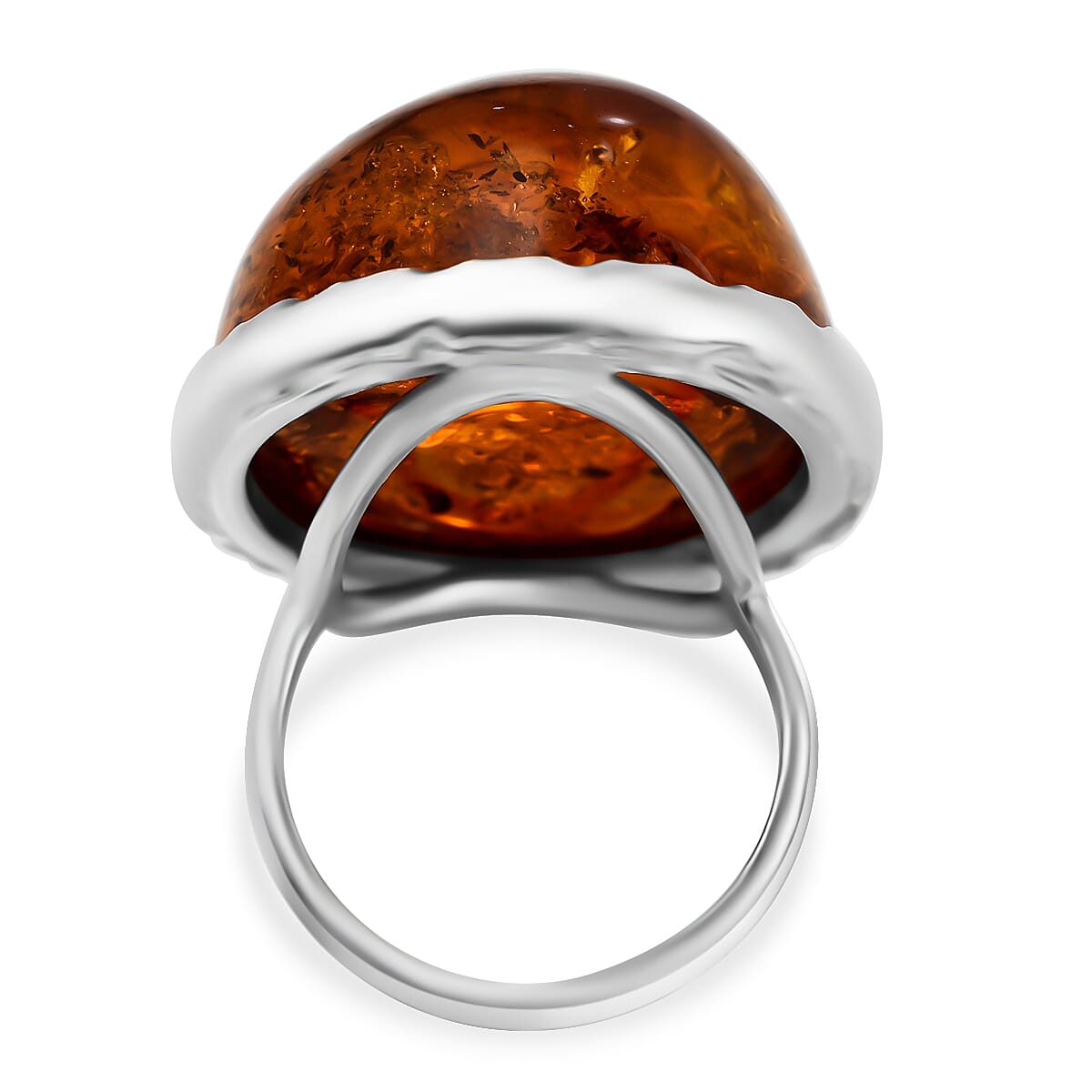 Natural Baltic Amber Ring in Sterling Silver