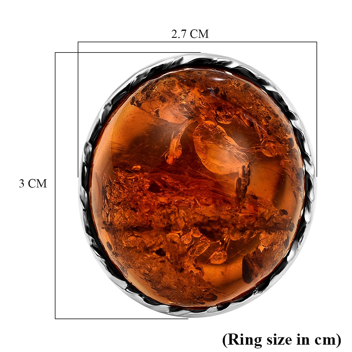 Natural Baltic Amber Ring in Sterling Silver