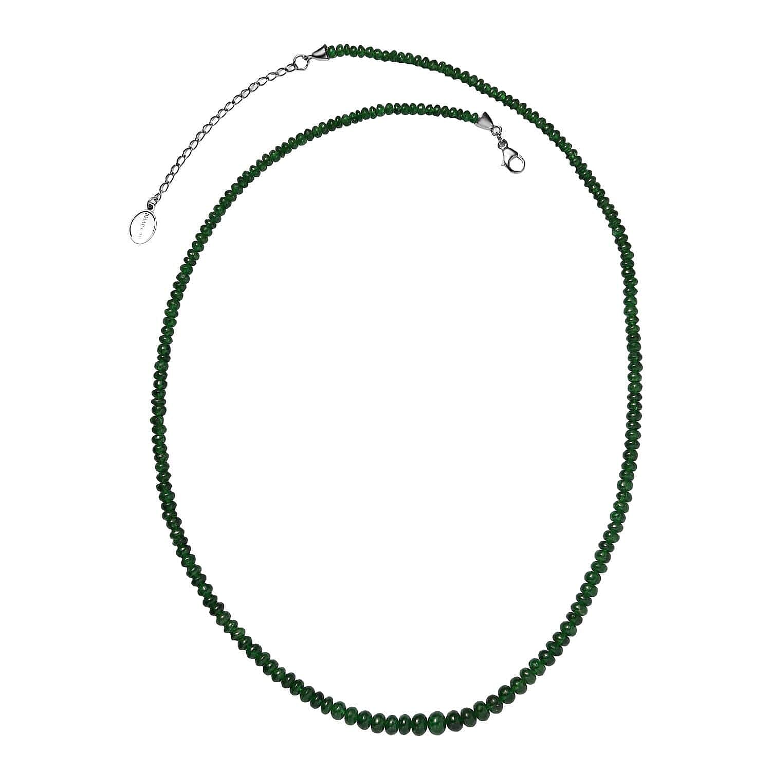950 Platinum  AAAA  Tsavorite Garnet  Beads Necklace (Size - 18) 50.00 ct,  Platinum Wt. 2.54 Gms  50.000  Ct.