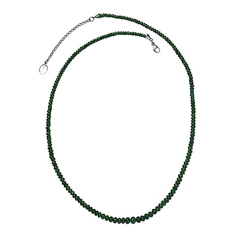 950 Platinum  AAAA  Tsavorite Garnet  Beads Necklace (Size - 18) 50.00 ct,  Platinum Wt. 2.54 Gms  50.000  Ct.
