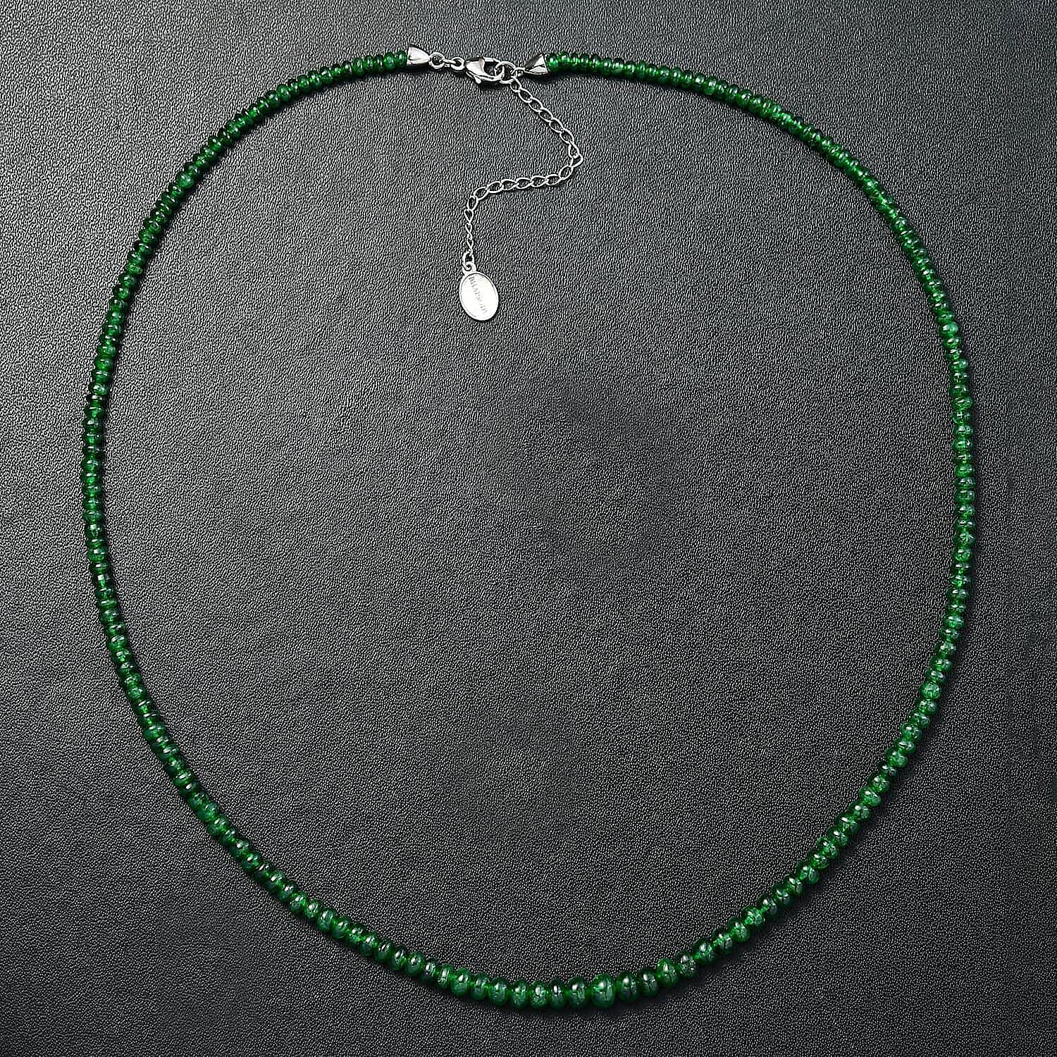 950 Platinum  AAAA  Tsavorite Garnet  Beads Necklace (Size - 18) 50.00 ct,  Platinum Wt. 2.54 Gms  50.000  Ct.