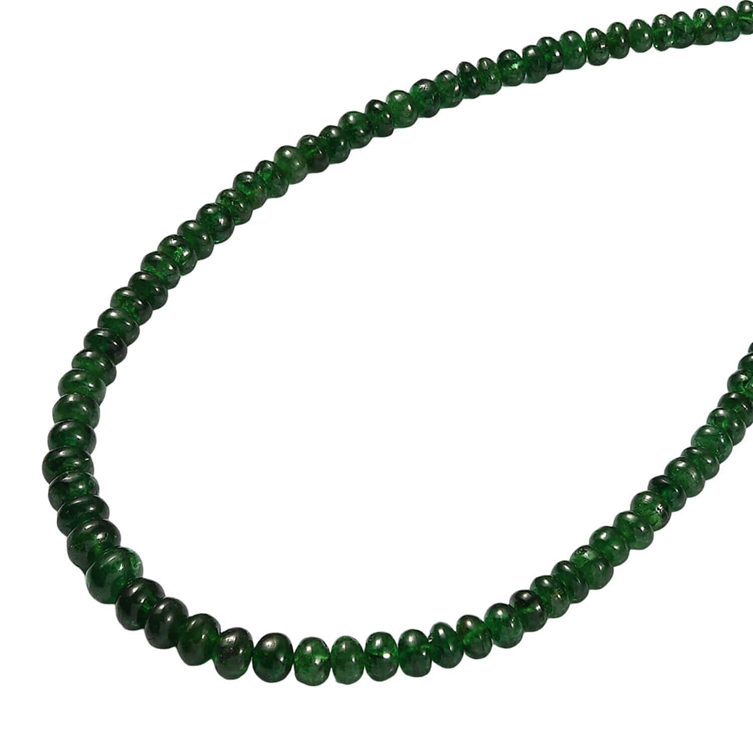 950 Platinum  AAAA  Tsavorite Garnet  Beads Necklace (Size - 18) 50.00 ct,  Platinum Wt. 2.54 Gms  50.000  Ct.