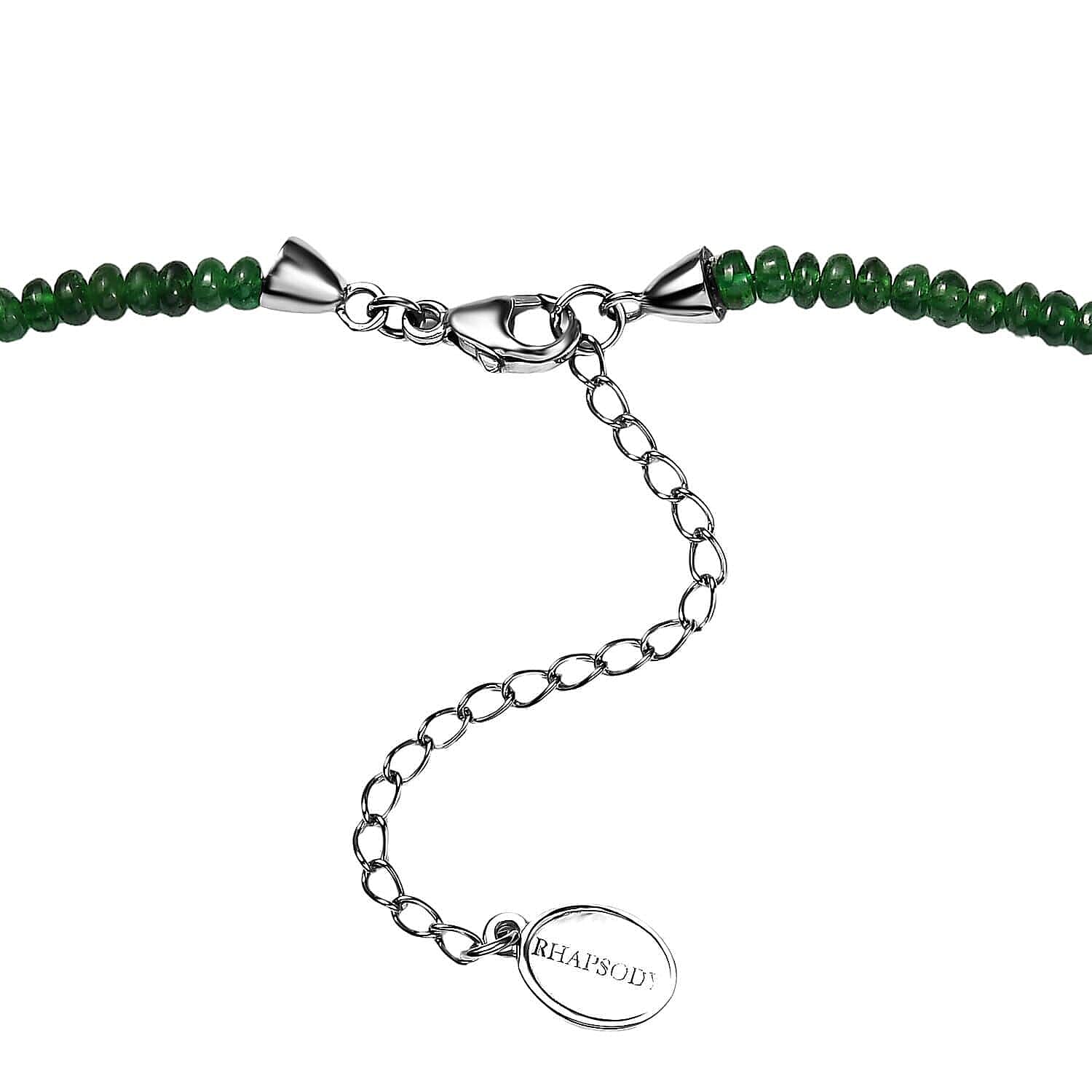 950 Platinum  AAAA  Tsavorite Garnet  Beads Necklace (Size - 18) 50.00 ct,  Platinum Wt. 2.54 Gms  50.000  Ct.