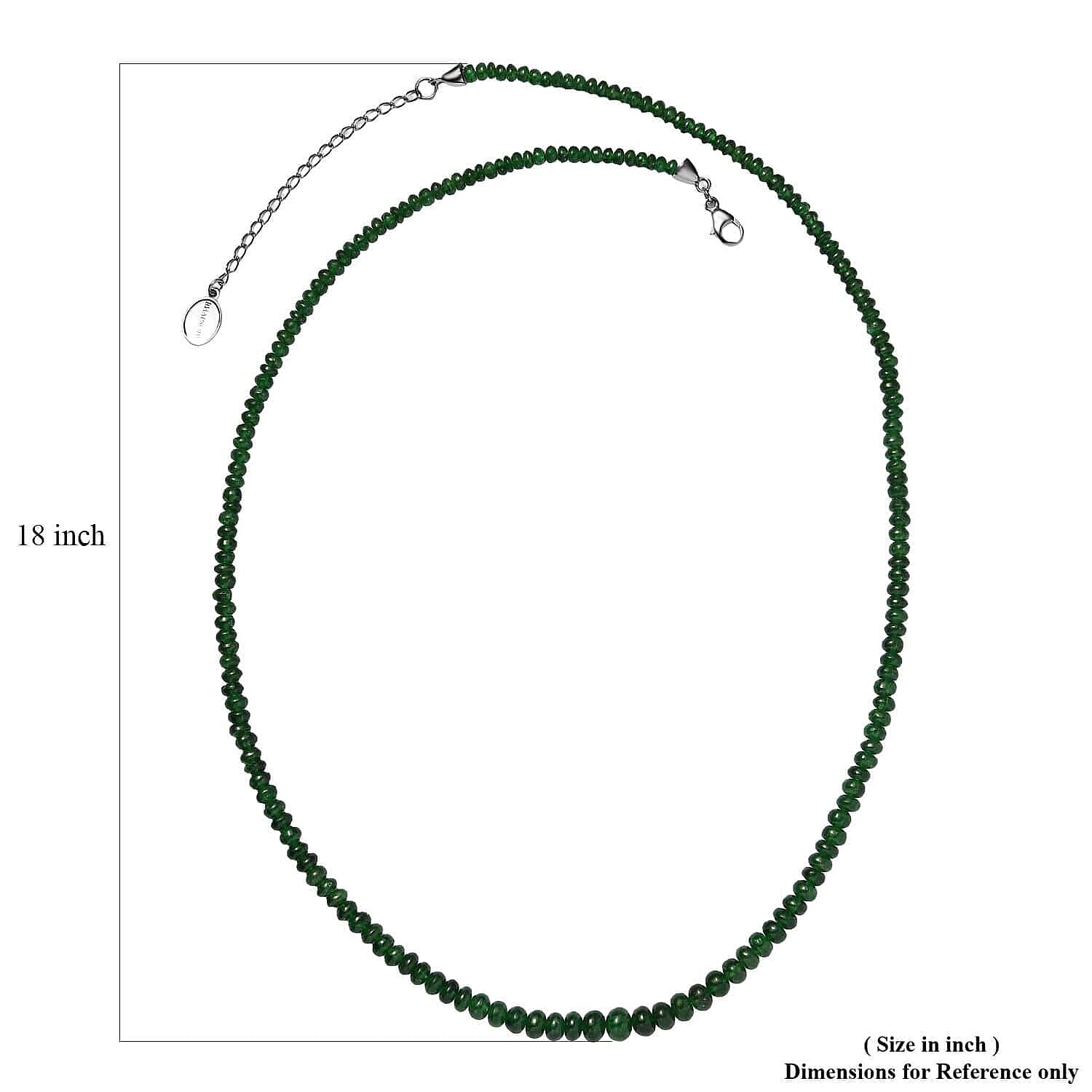 950 Platinum  AAAA  Tsavorite Garnet  Beads Necklace (Size - 18) 50.00 ct,  Platinum Wt. 2.54 Gms  50.000  Ct.