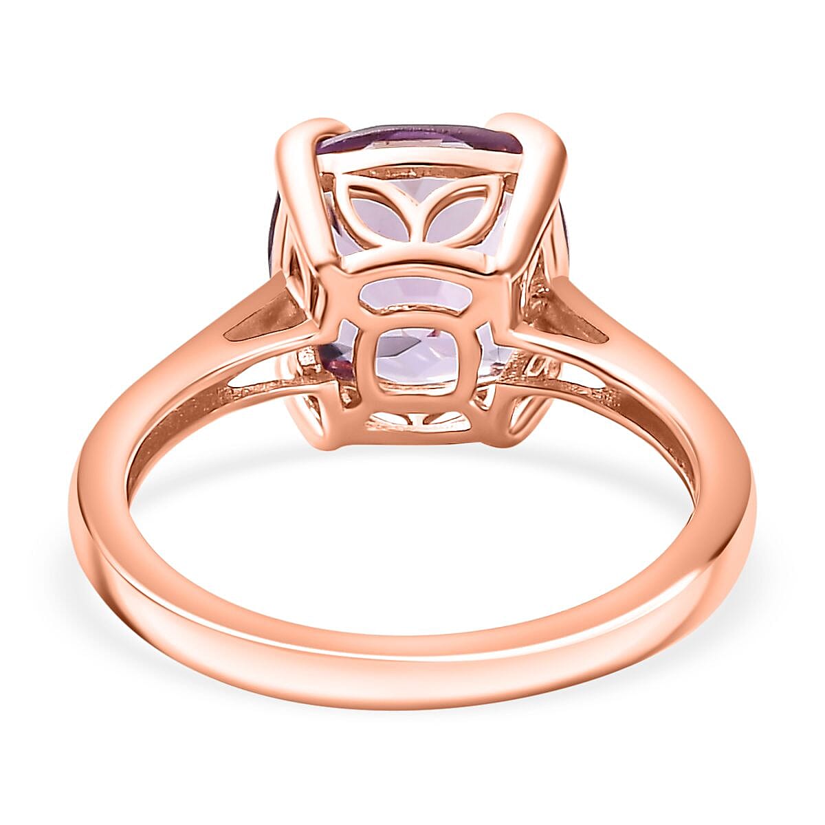 Pink Amethyst & White Zircon Solitaire Ring in 14K RG Overlay Sterling Silver 2.67 Ct.