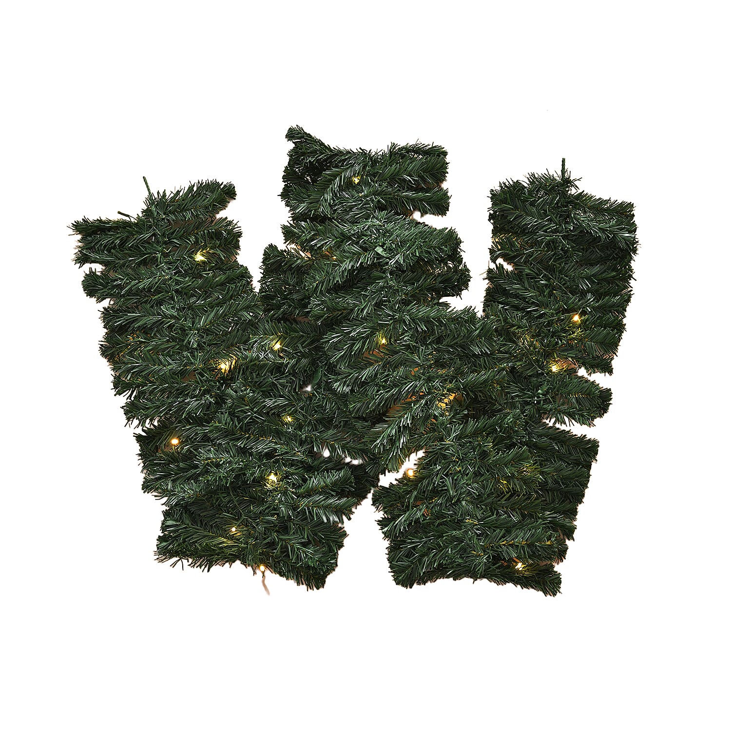 4 Piece Set- 2 LED Christmas Trees With Plant Pots (90CM), LED Wreath (60CM) and LED Garland (270CM)