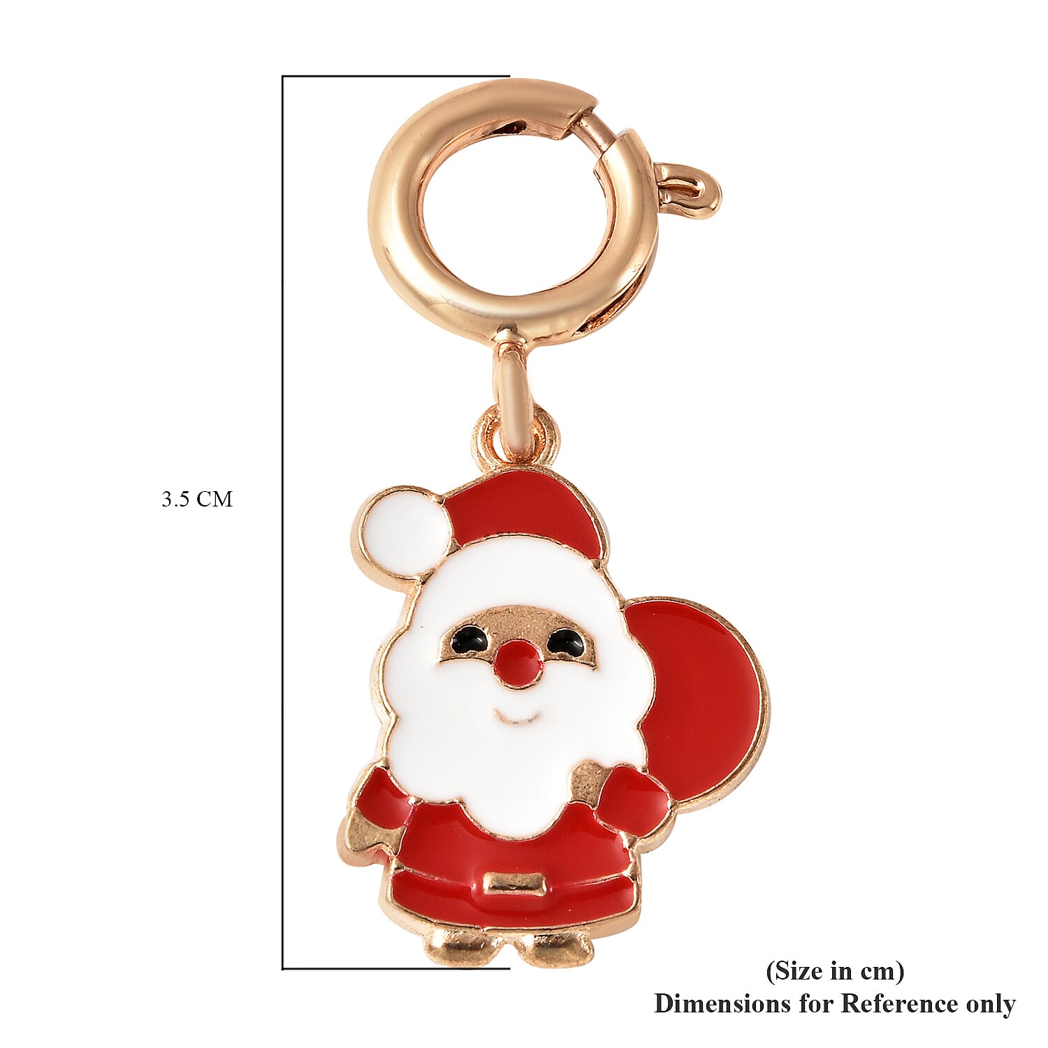 Christmas Santa Claus Enamelled Charm in Yellow Gold Tone