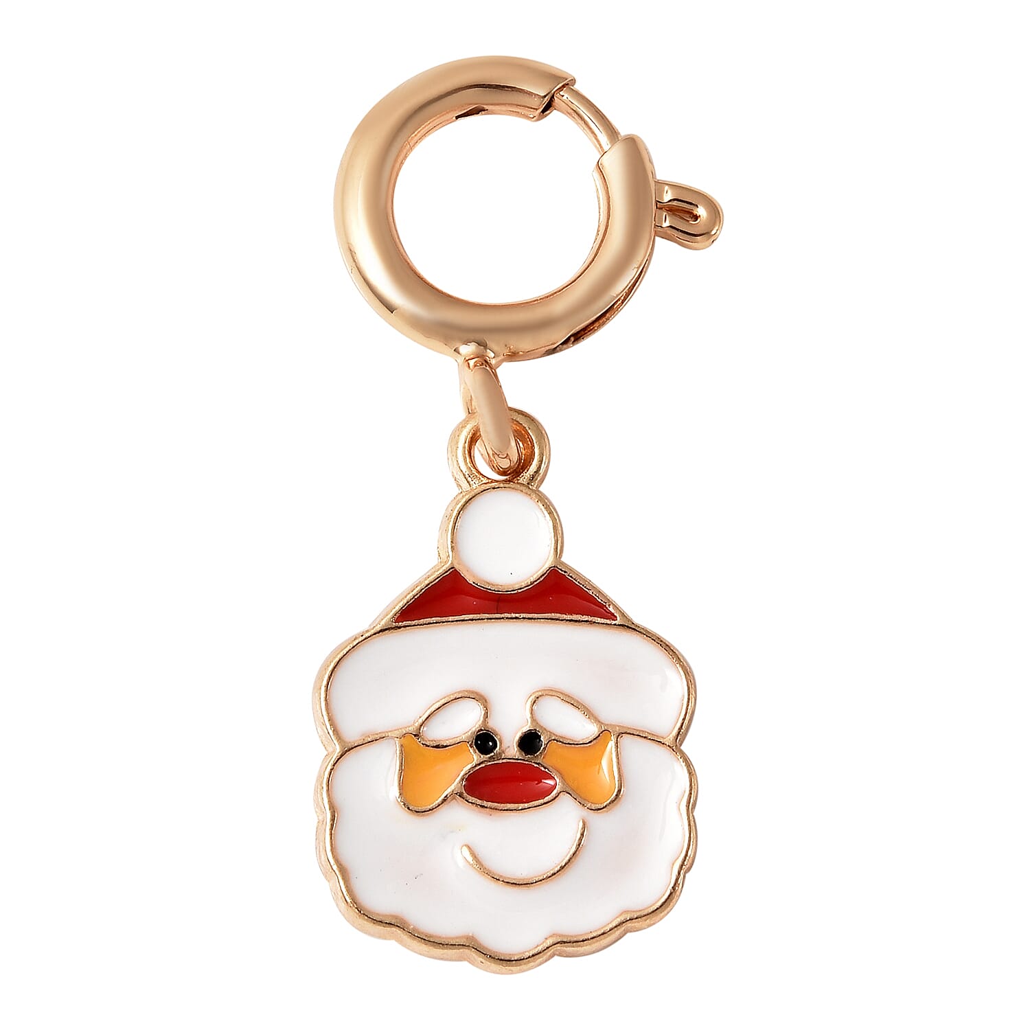 Christmas Santa Claus Enamelled Charm in Yellow Gold Tone