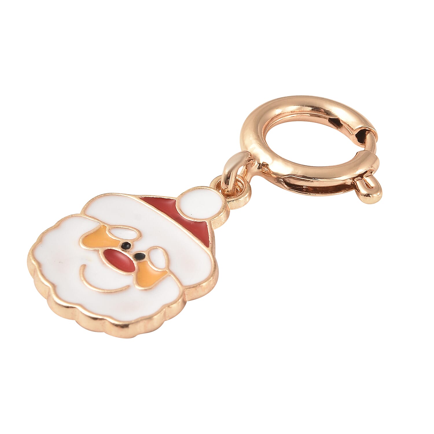 Christmas Santa Claus Enamelled Charm in Yellow Gold Tone