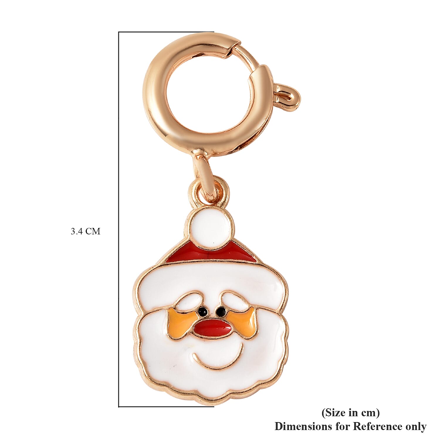 Christmas Santa Claus Enamelled Charm in Yellow Gold Tone