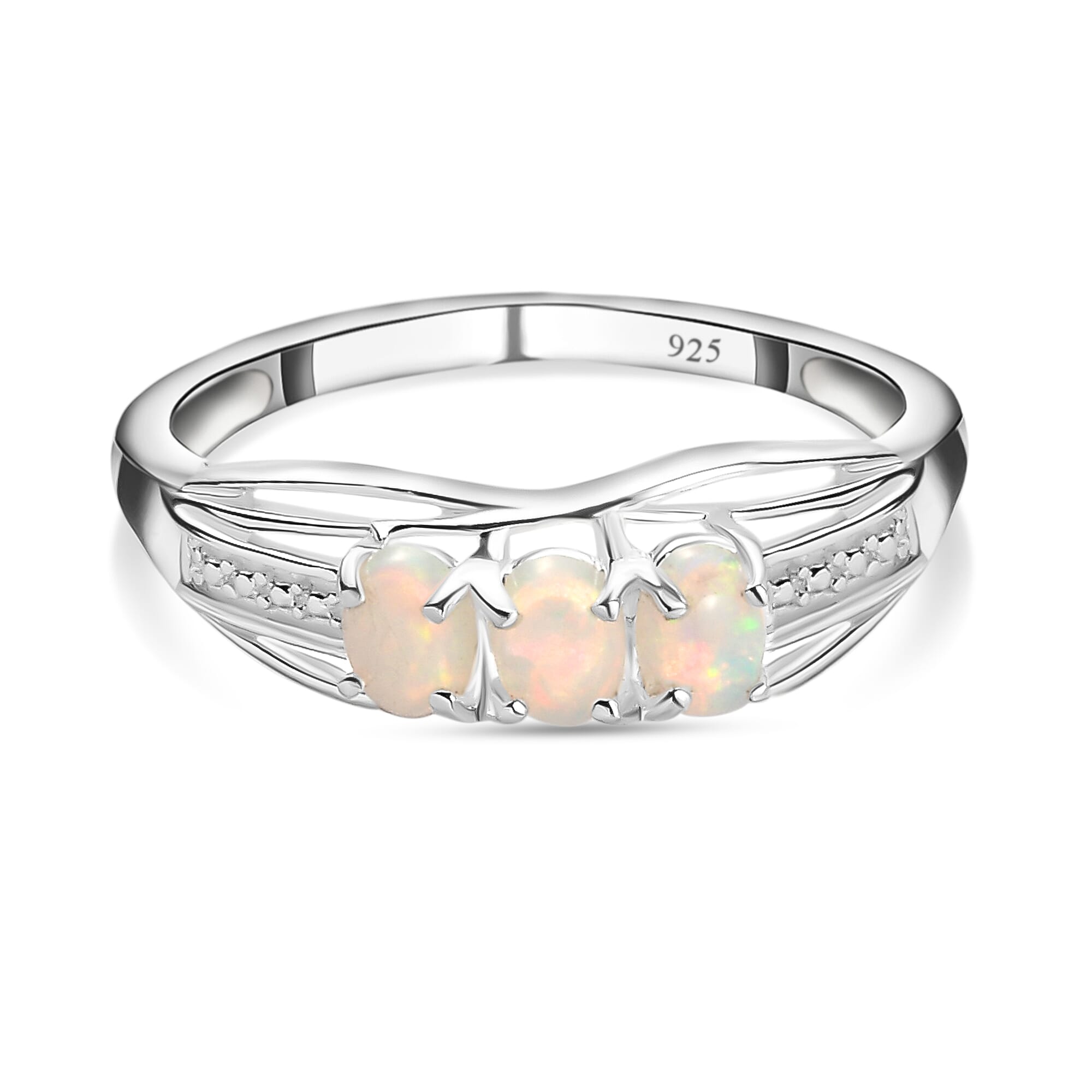 Carat Ethiopian Opal Trilogy Ring in Sterling Silver
