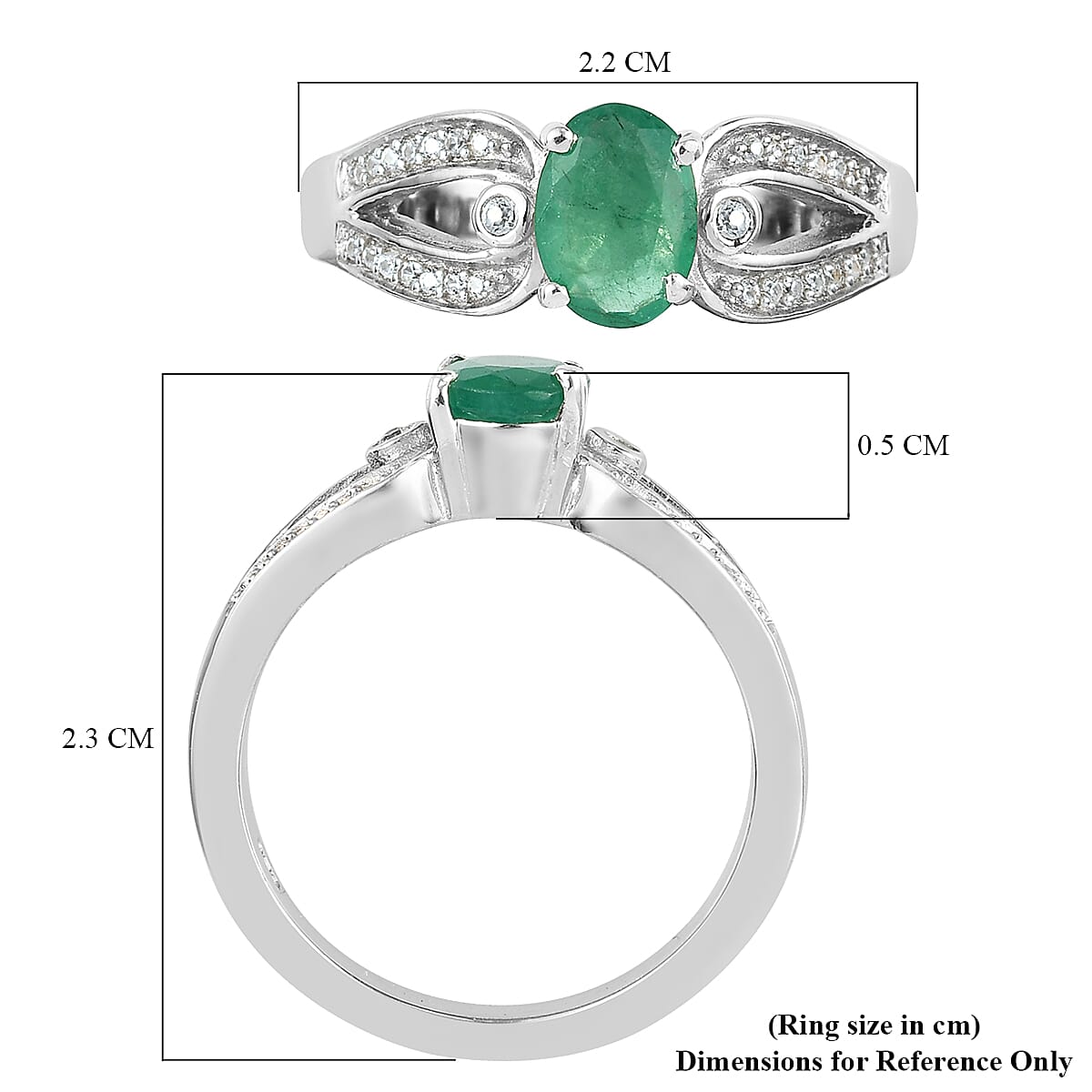 Santa Terezinha AAA Emerald & Natural Zircon Ring in Platinum Overlay Sterling Silver