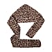 Leopard Pattern Faux Fur Hooded Scarf - Dark Brown