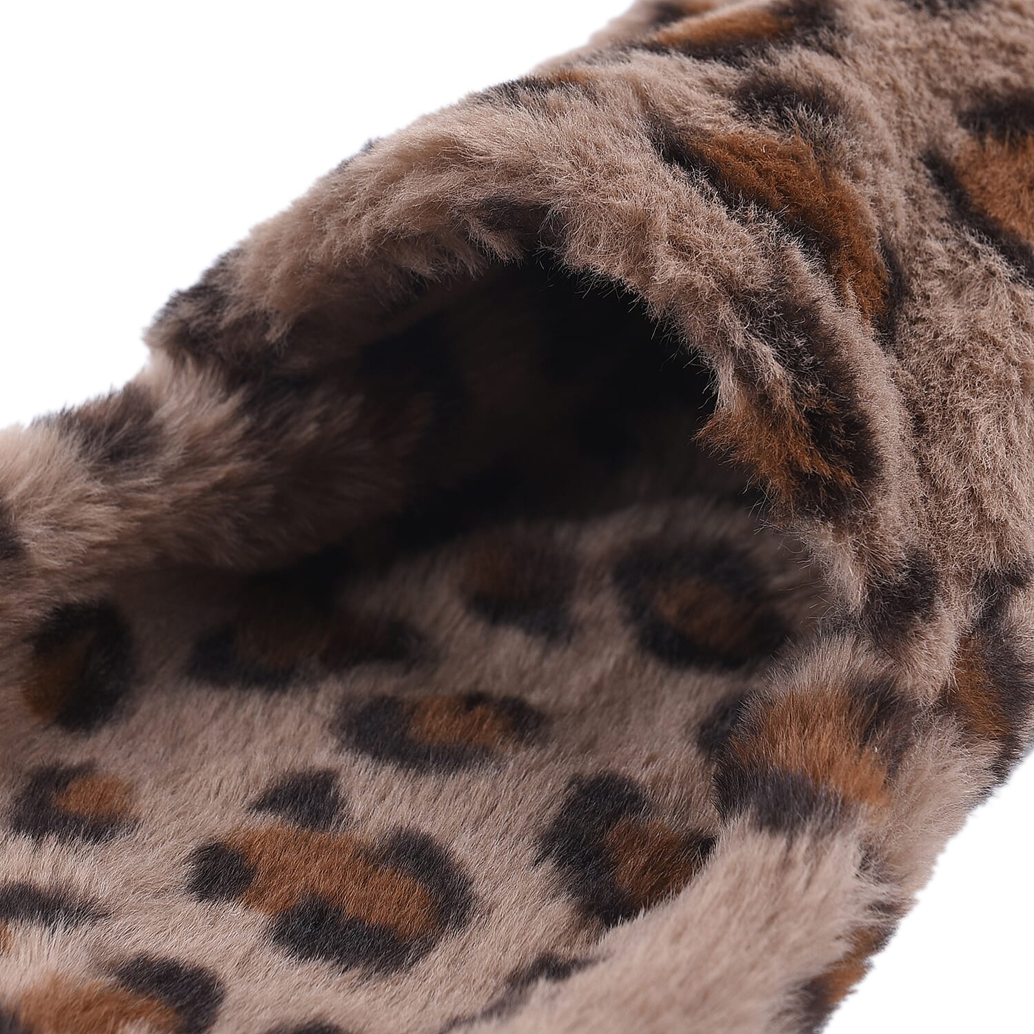 Leopard Pattern Faux Fur Hooded Scarf (Size 215x13cm) - Dark Brown