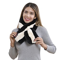 Faux Fur Scarf - Black & White