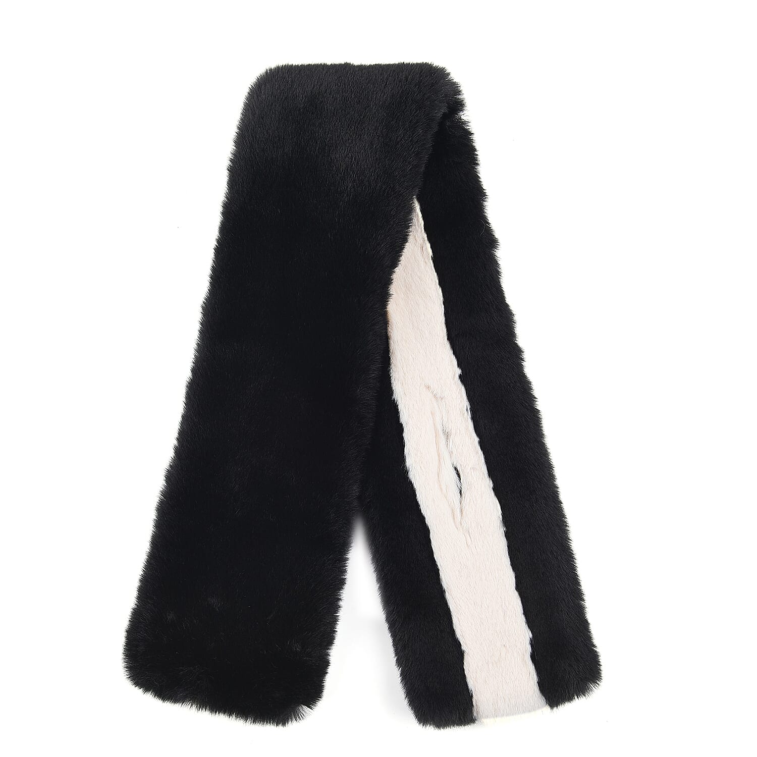 Faux Fur Scarf - Black & White