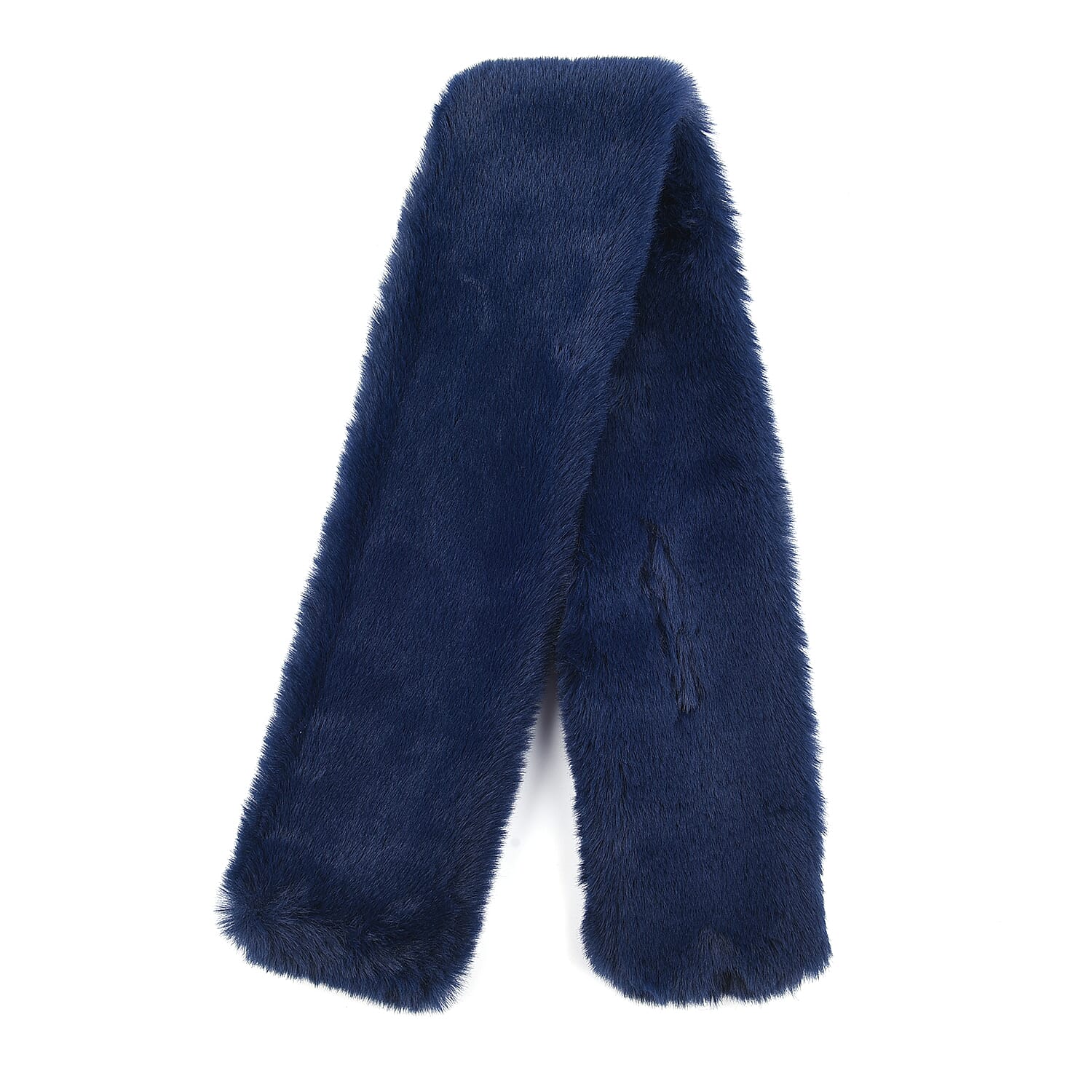 Faux Fur Scarf (Size 175x65 Cm) - Navy