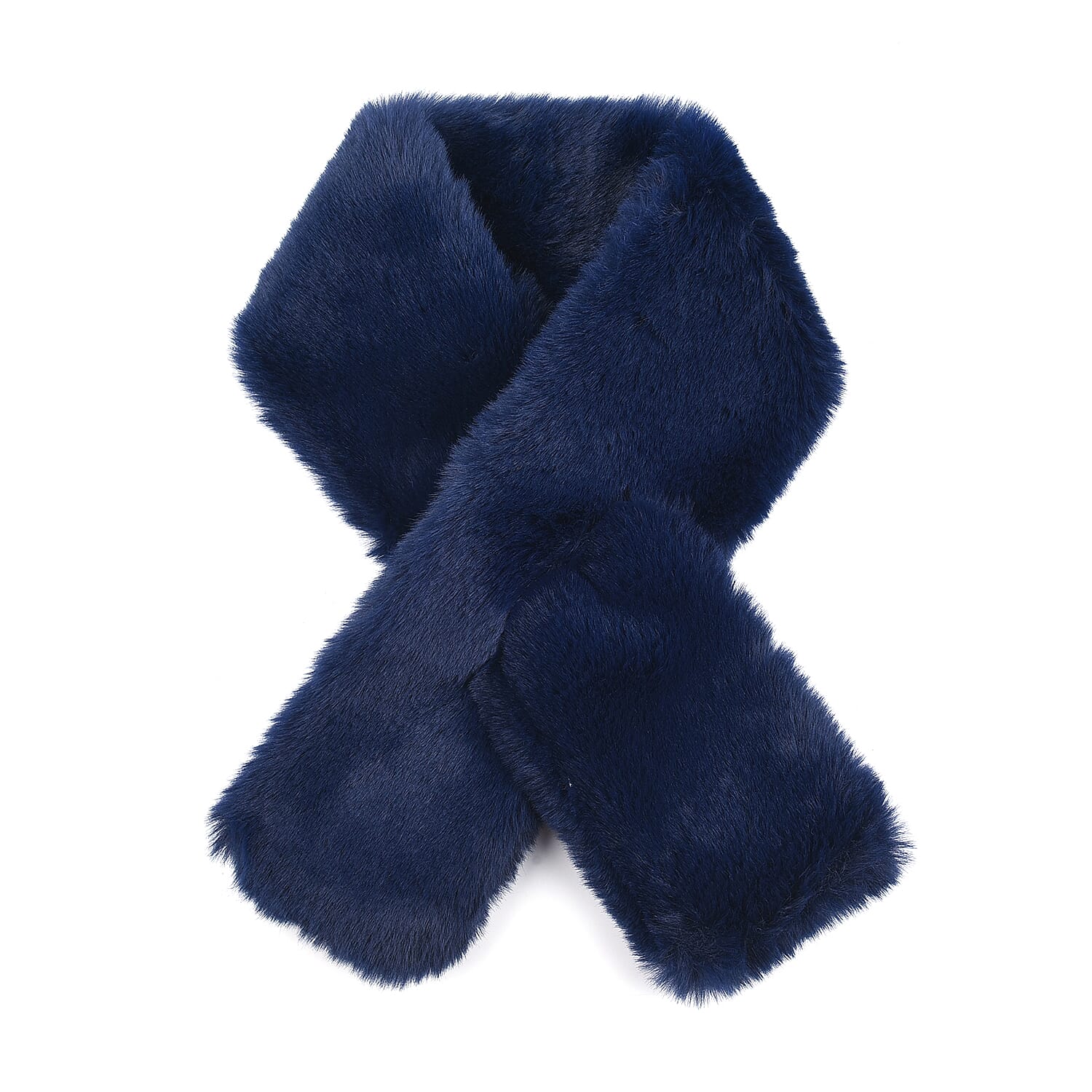 Faux Fur Scarf (Size 175x65 Cm) - Navy