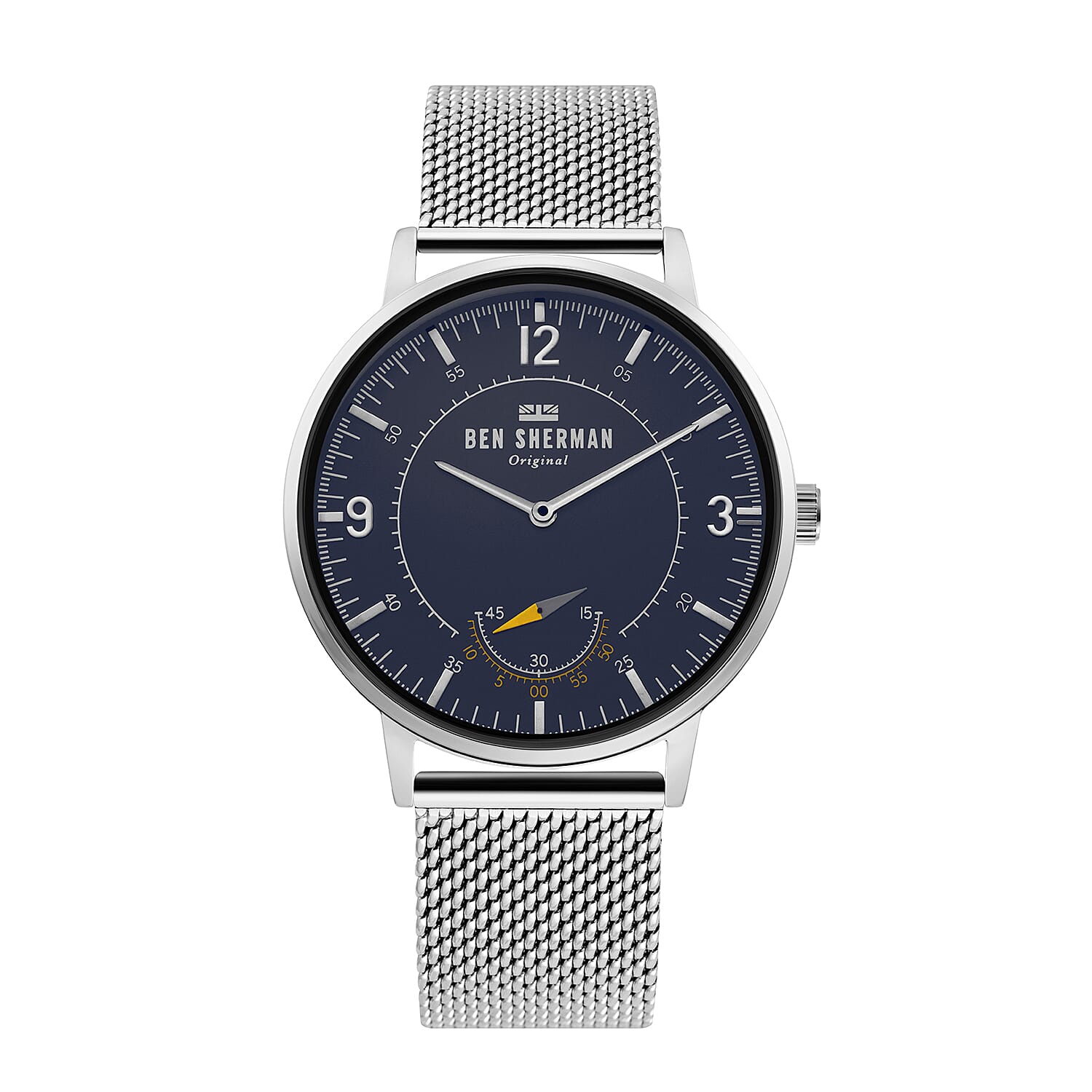 Ben Sherman Matte Navy Dial Watch with Silver Mesh Strap, 40mm