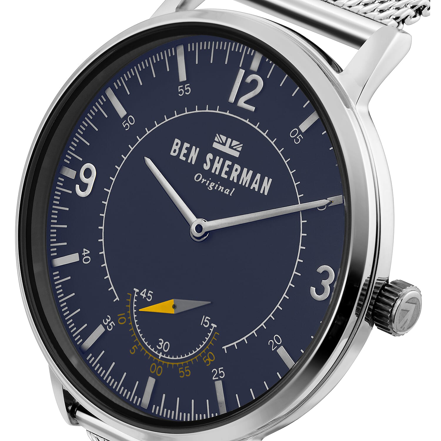 Ben Sherman Matte Navy Dial Watch with Silver Mesh Strap, 40mm