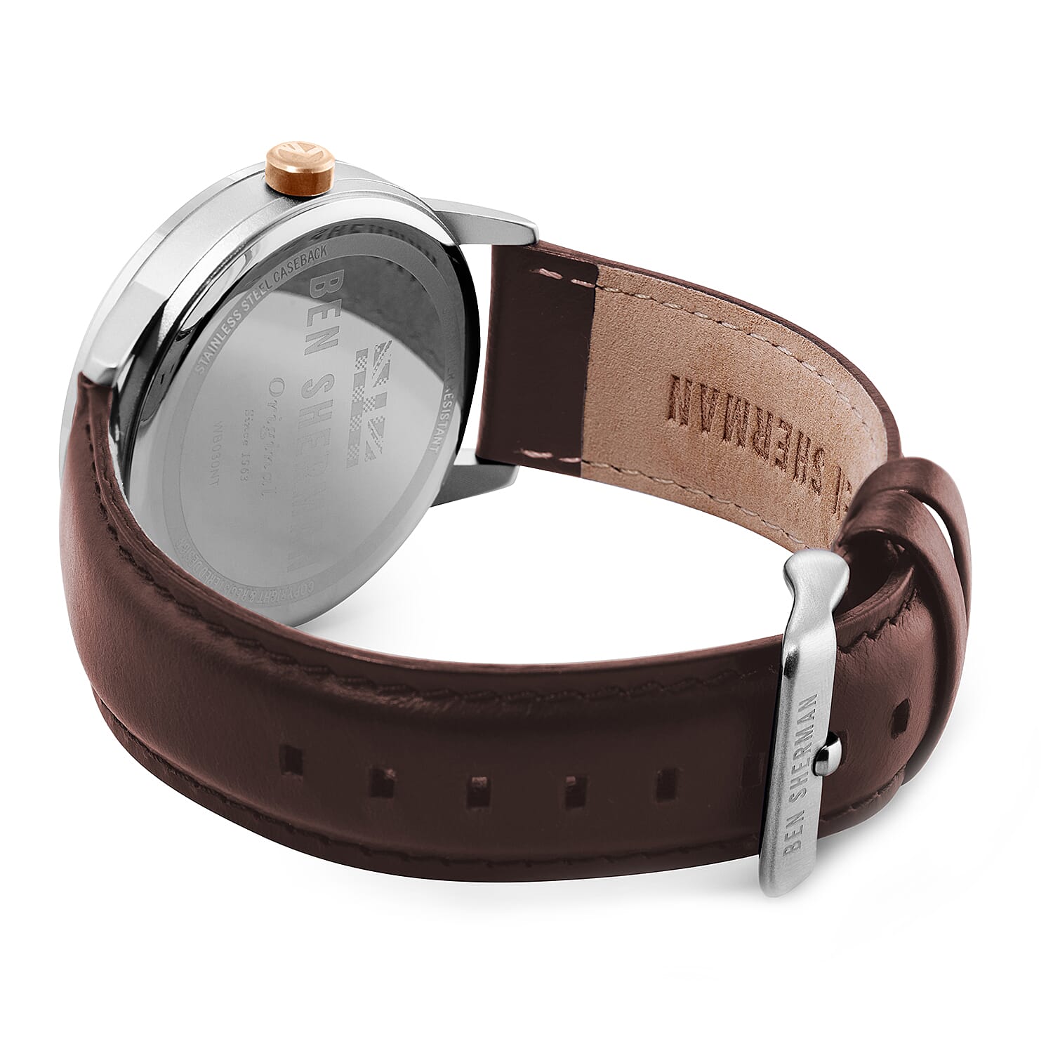 Ben Sherman Matte Green Dial  Mens Watch with Brown Leather Strap, 43mm