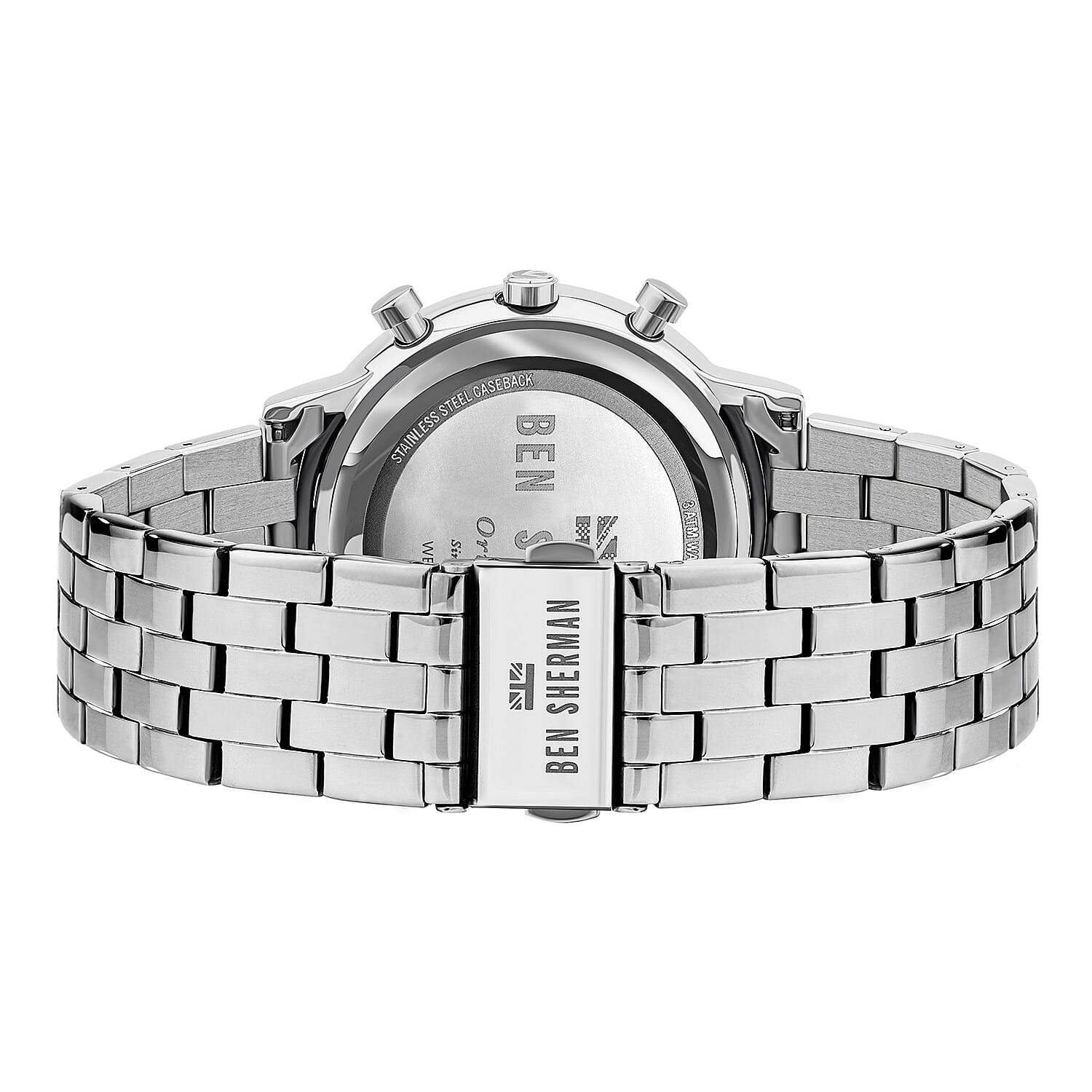 Ben Sherman Portobello Professional Let Black Multi Dial Mens Watch with Silver Chain Strap