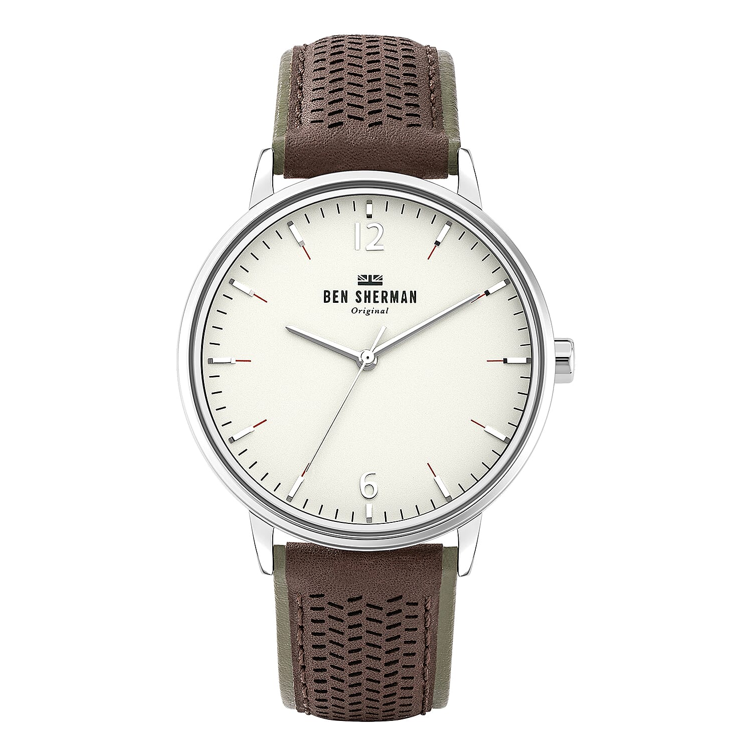 Ben Sherman Portobello Social White Dial Mens Watch with Dark Brown Leather Strap
