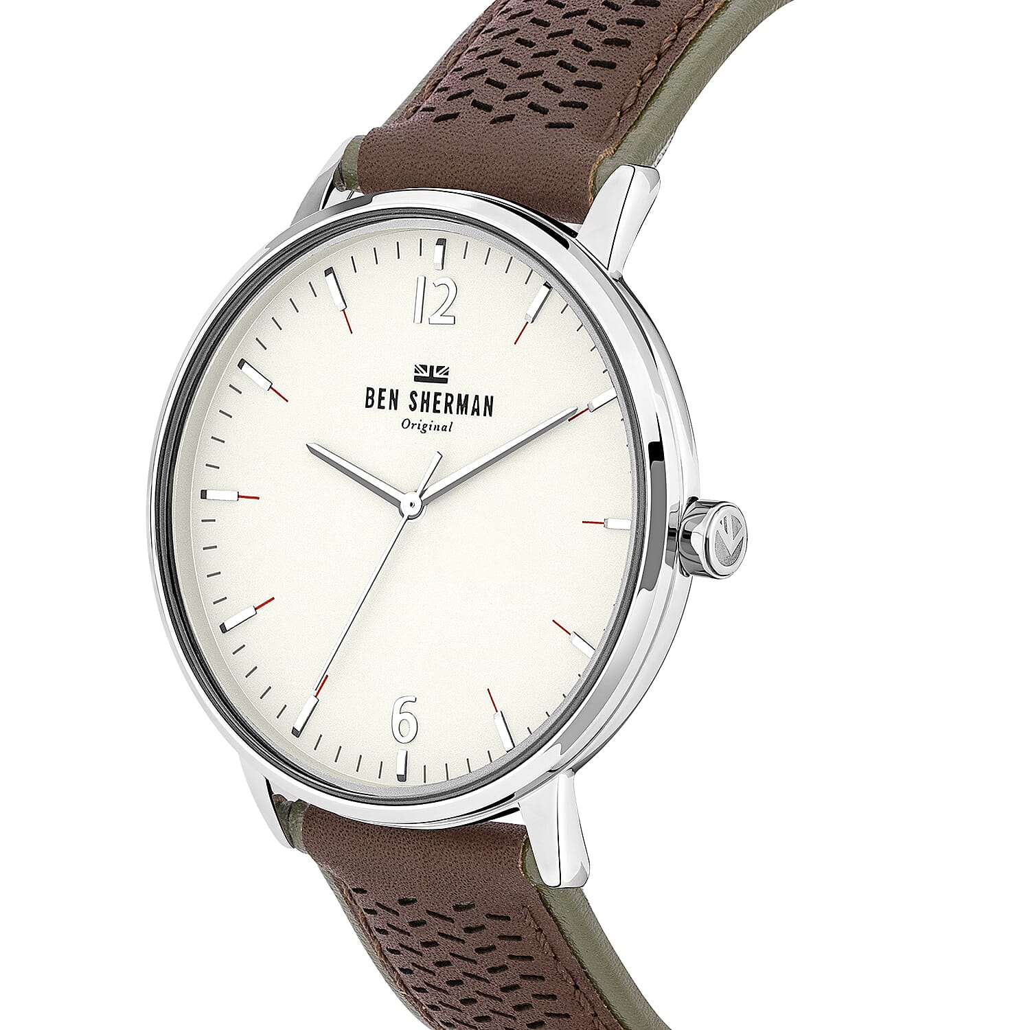 Ben Sherman Portobello Social White Dial Mens Watch with Dark Brown Leather Strap