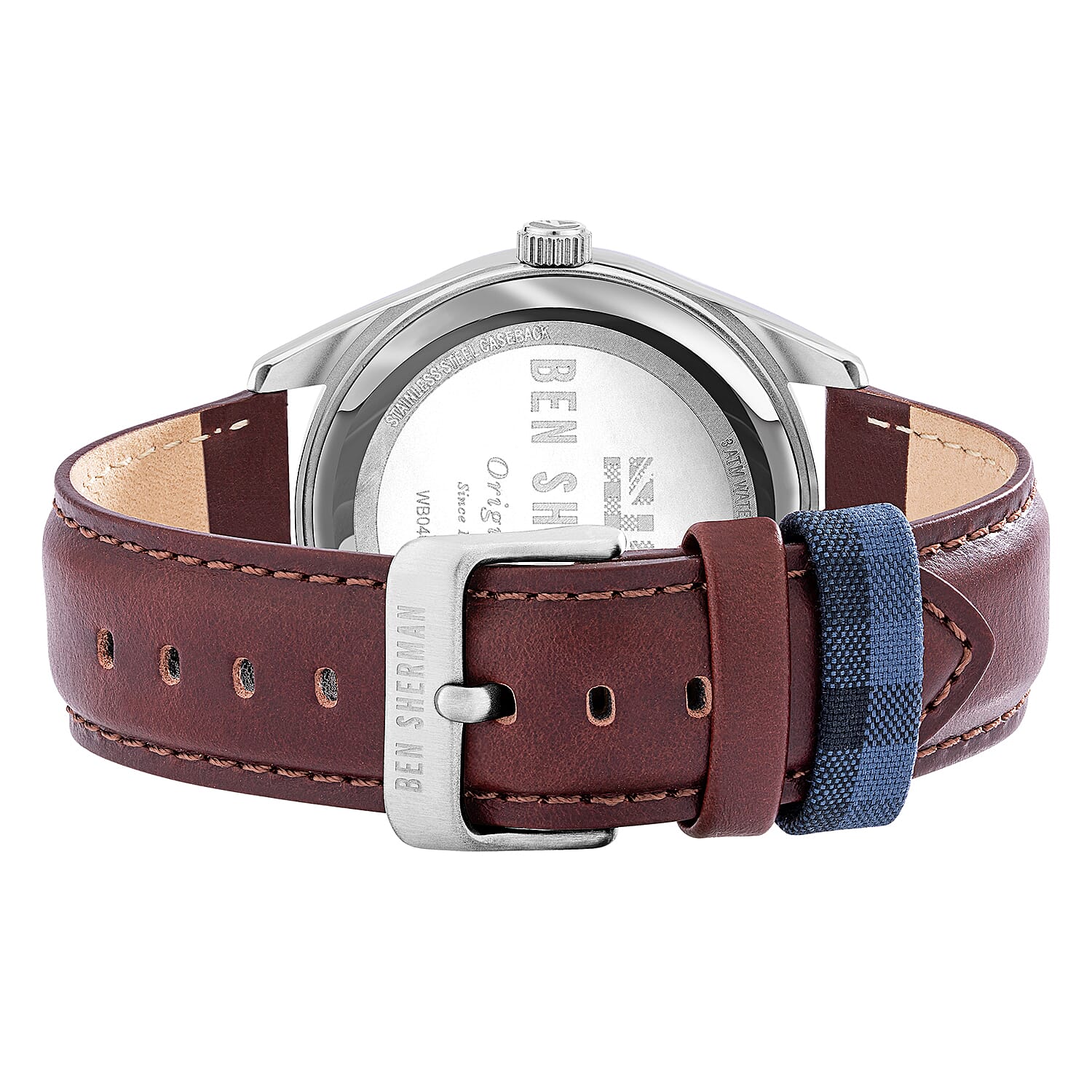 Ben Sherman Carnaby Check Navy Dial Mens Watch with Light Brown Leather Strap