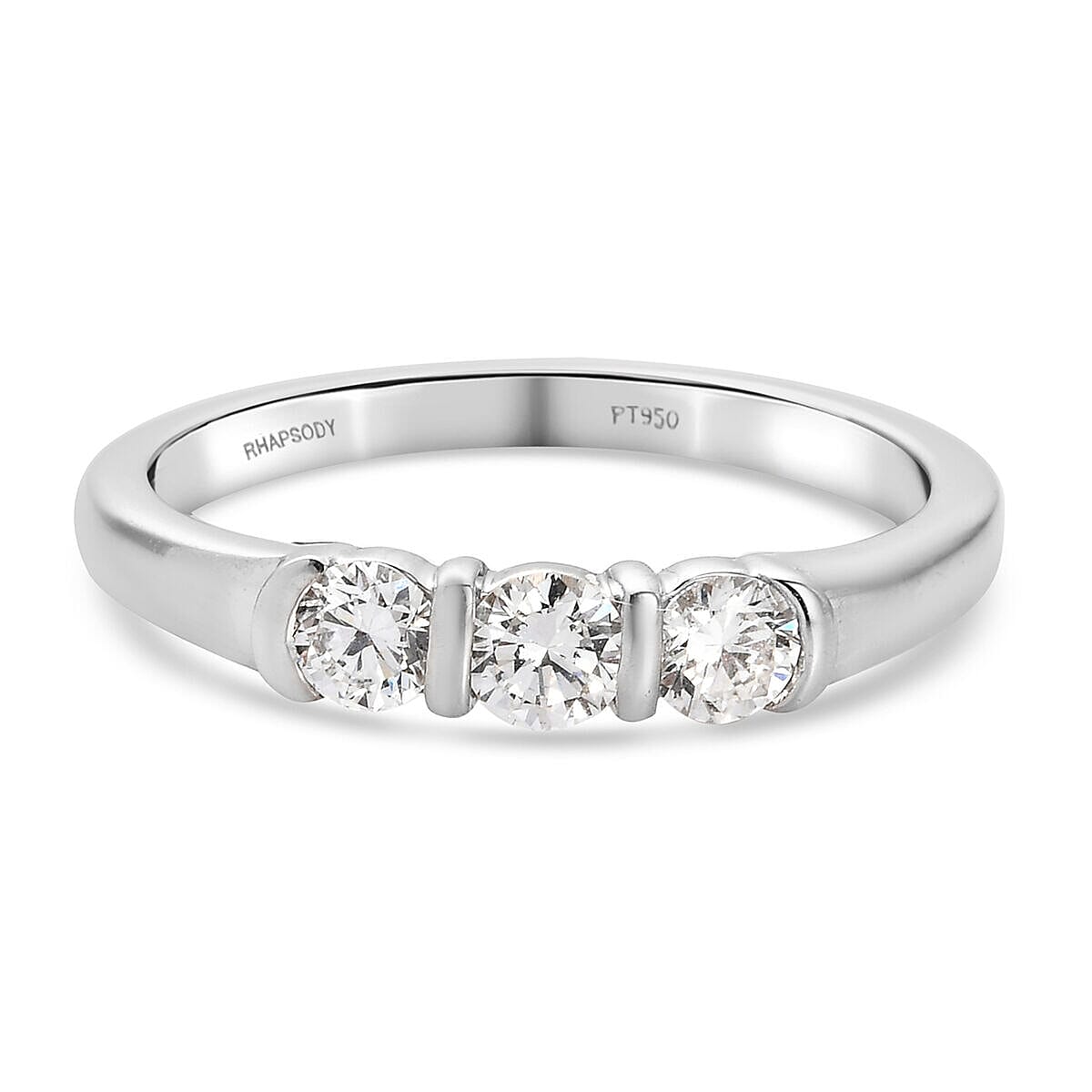 RHAPSODY 950 Platinum Diamond 3 Stone Ring 0.48 Ct.