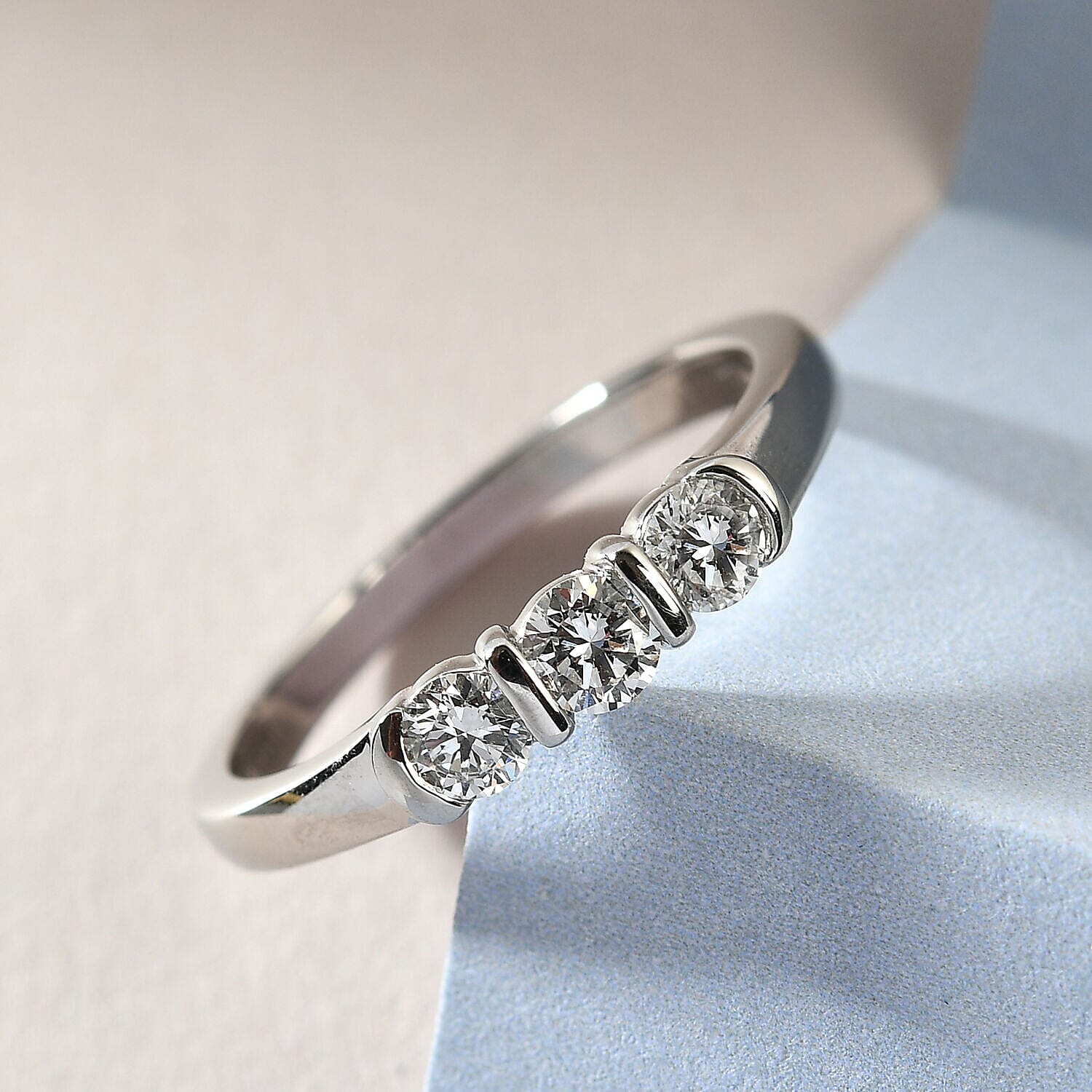 RHAPSODY 950 Platinum Diamond 3 Stone Ring 0.48 Ct.
