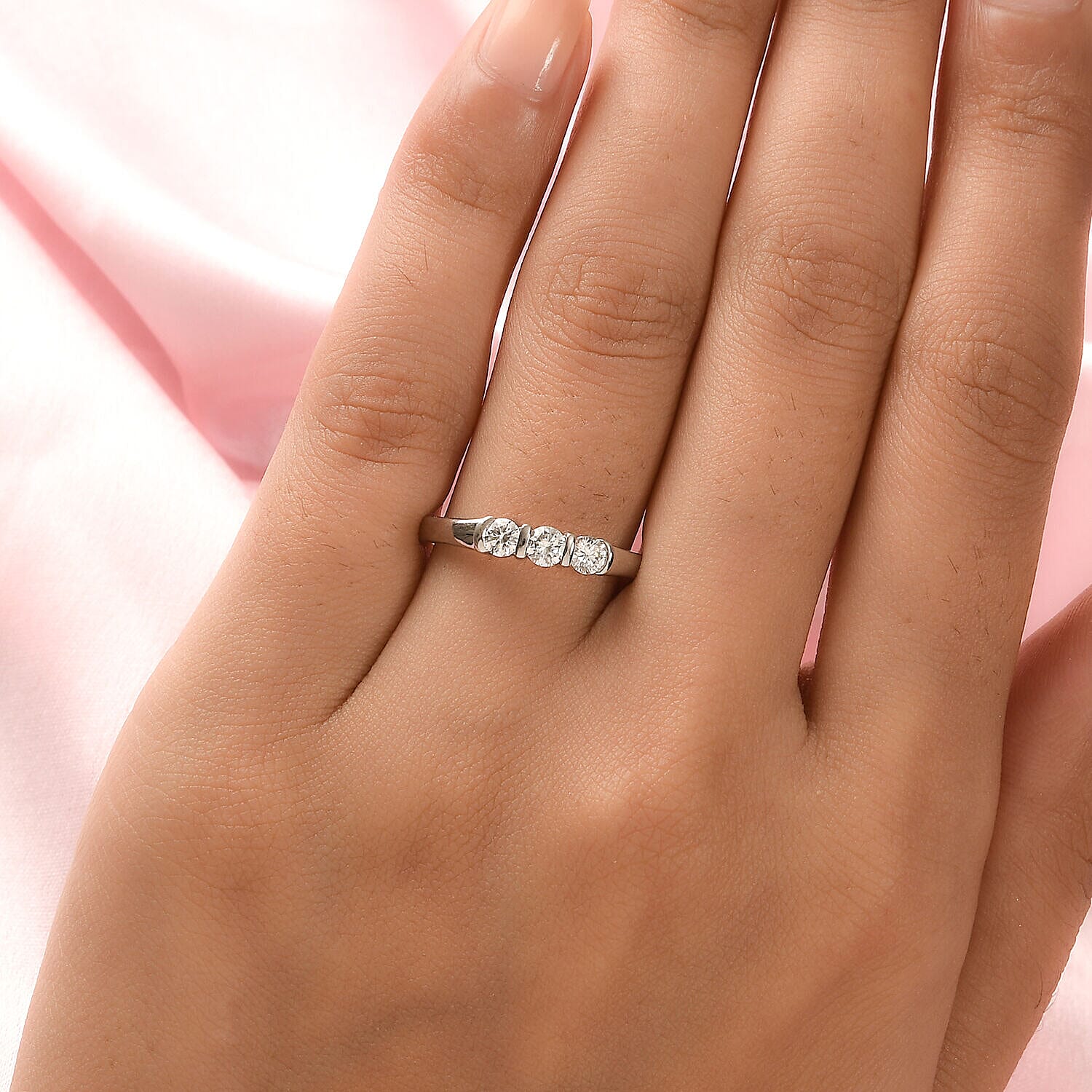 RHAPSODY 950 Platinum Diamond 3 Stone Ring 0.48 Ct.