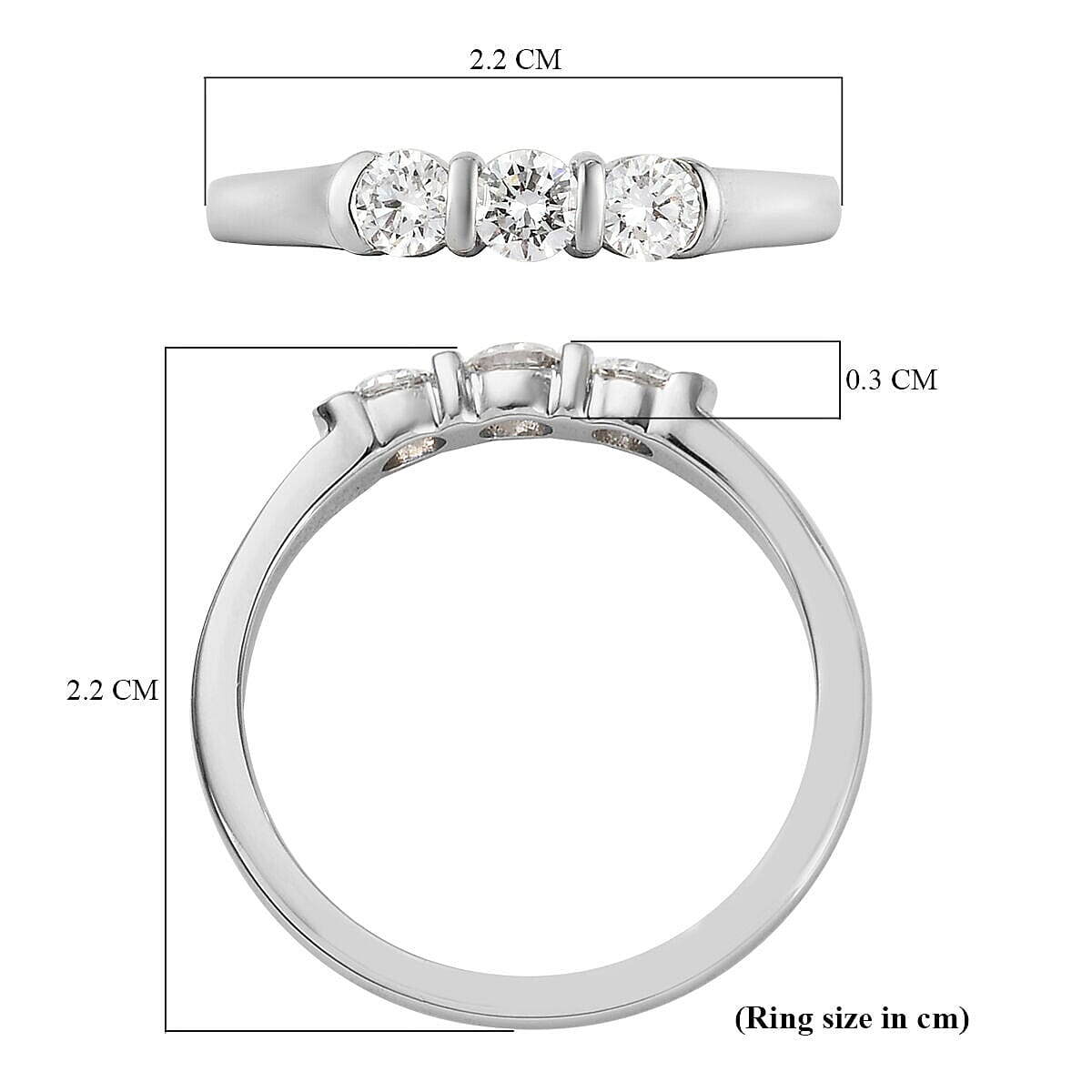 RHAPSODY 950 Platinum Diamond 3 Stone Ring 0.48 Ct.