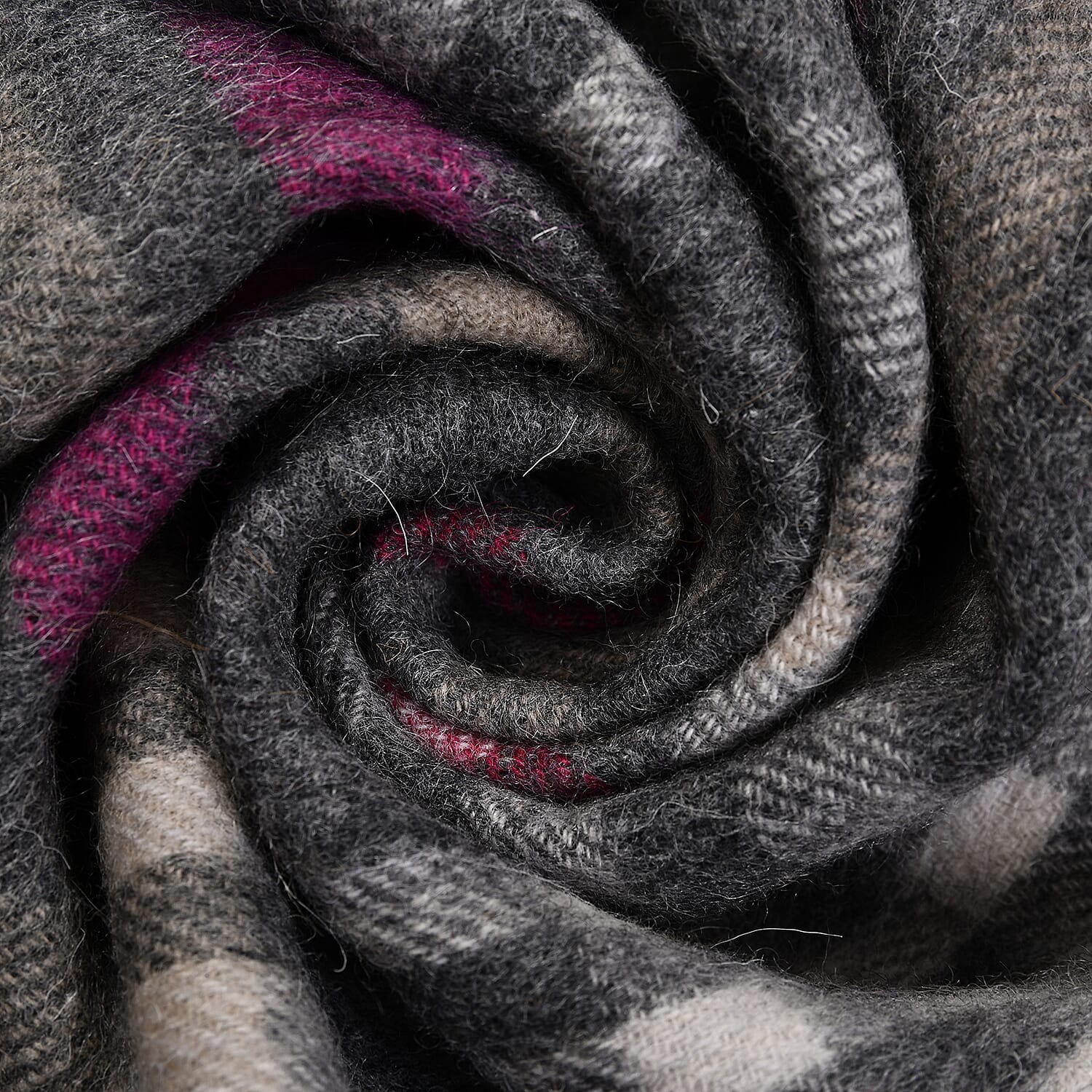 La Marey Woolen Checkered Pattern Scarf - Grey & Red