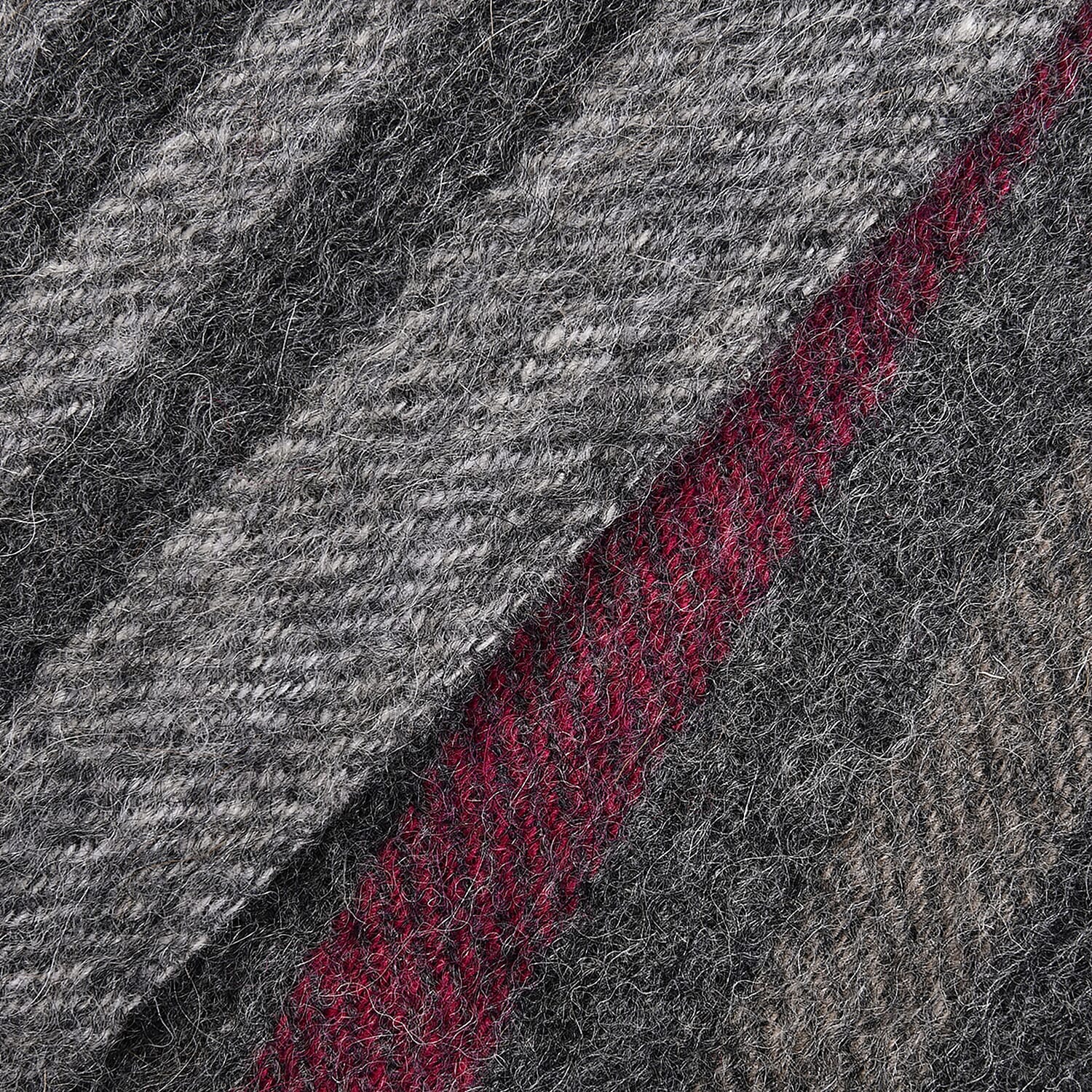 La Marey Woolen Checkered Pattern Scarf - Grey & Red