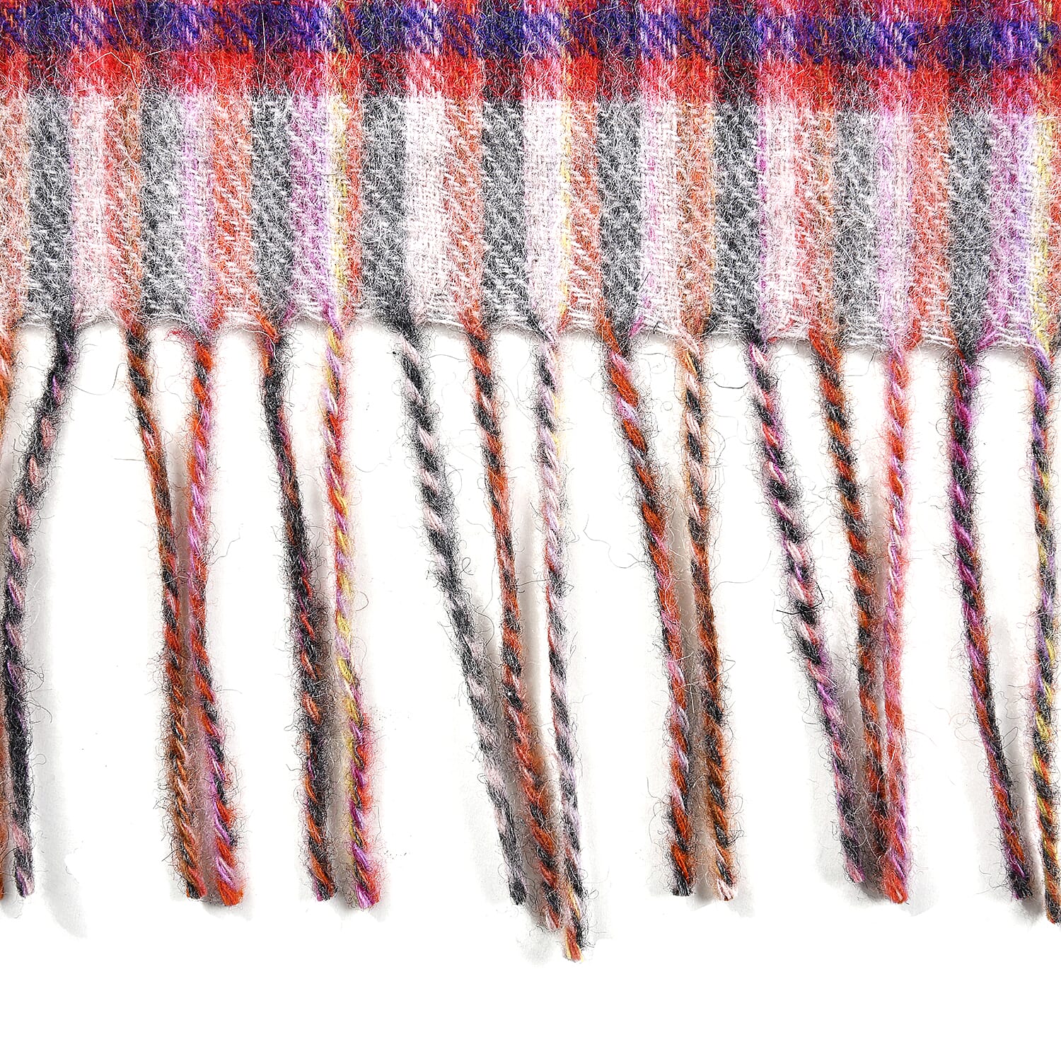 La Marey 100% Wool Check Pattern Scarf (Size 160x30 Cm) - Pink & Multi