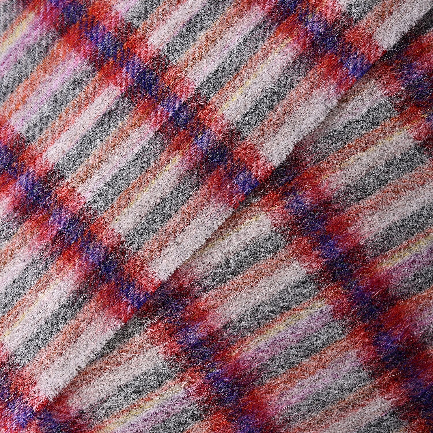 La Marey 100% Wool Check Pattern Scarf (Size 160x30 Cm) - Pink & Multi