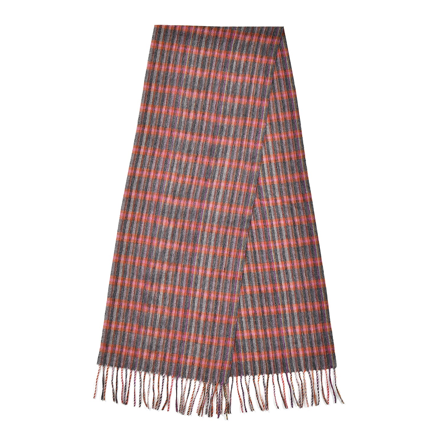 La Marey 100% Wool Check Pattern Scarf (Size 160x30 Cm) - Red & Grey