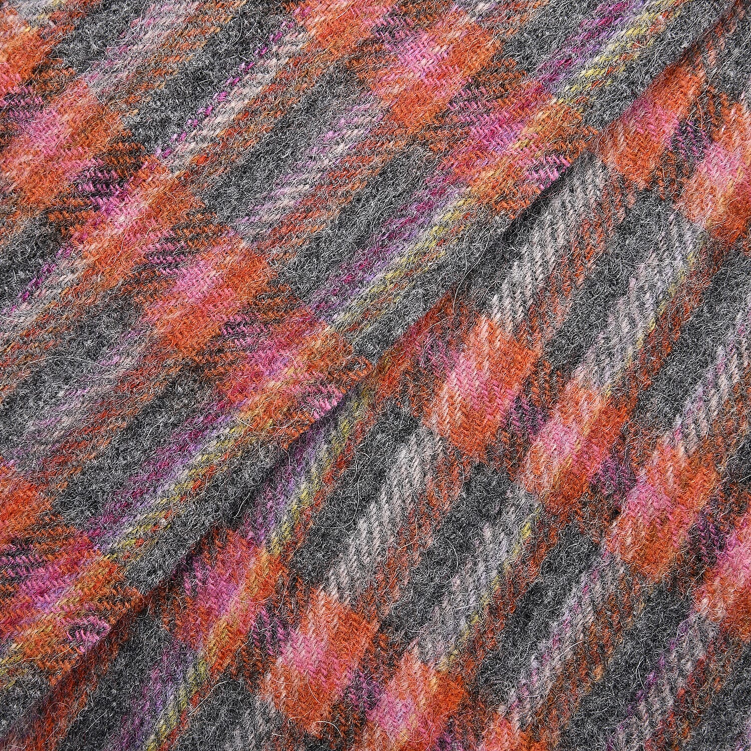 La Marey 100% Wool Check Pattern Scarf (Size 160x30 Cm) - Red & Grey