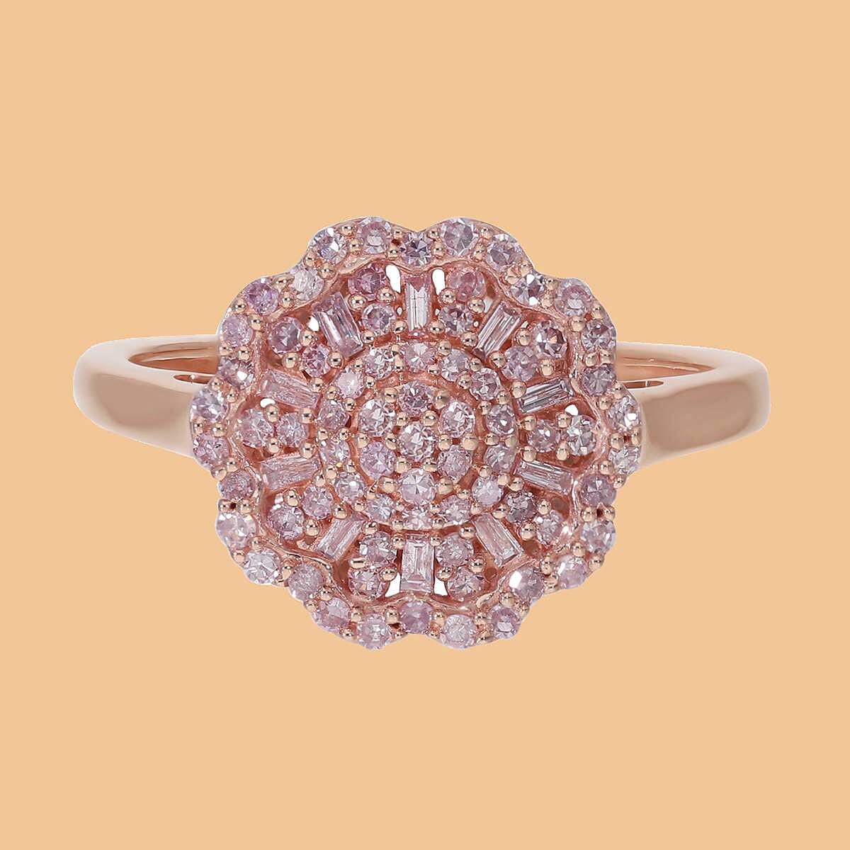 9K Rose Gold Pink Diamond Floral Ring 0.52 Ct.