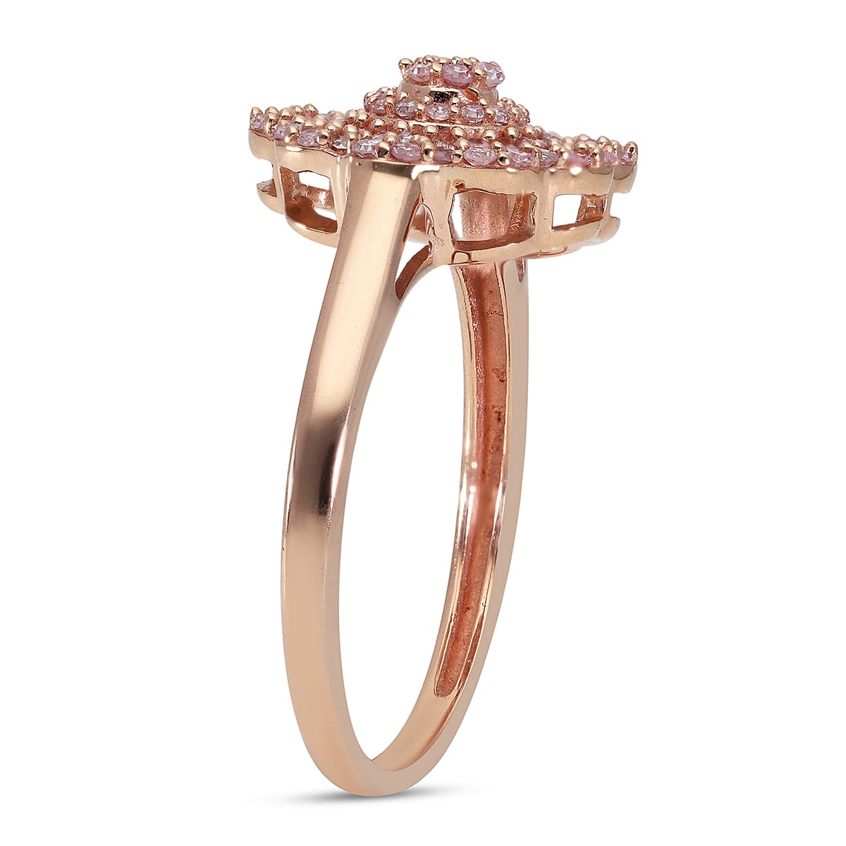 9K Rose Gold Pink Diamond Floral Ring 0.52 Ct.