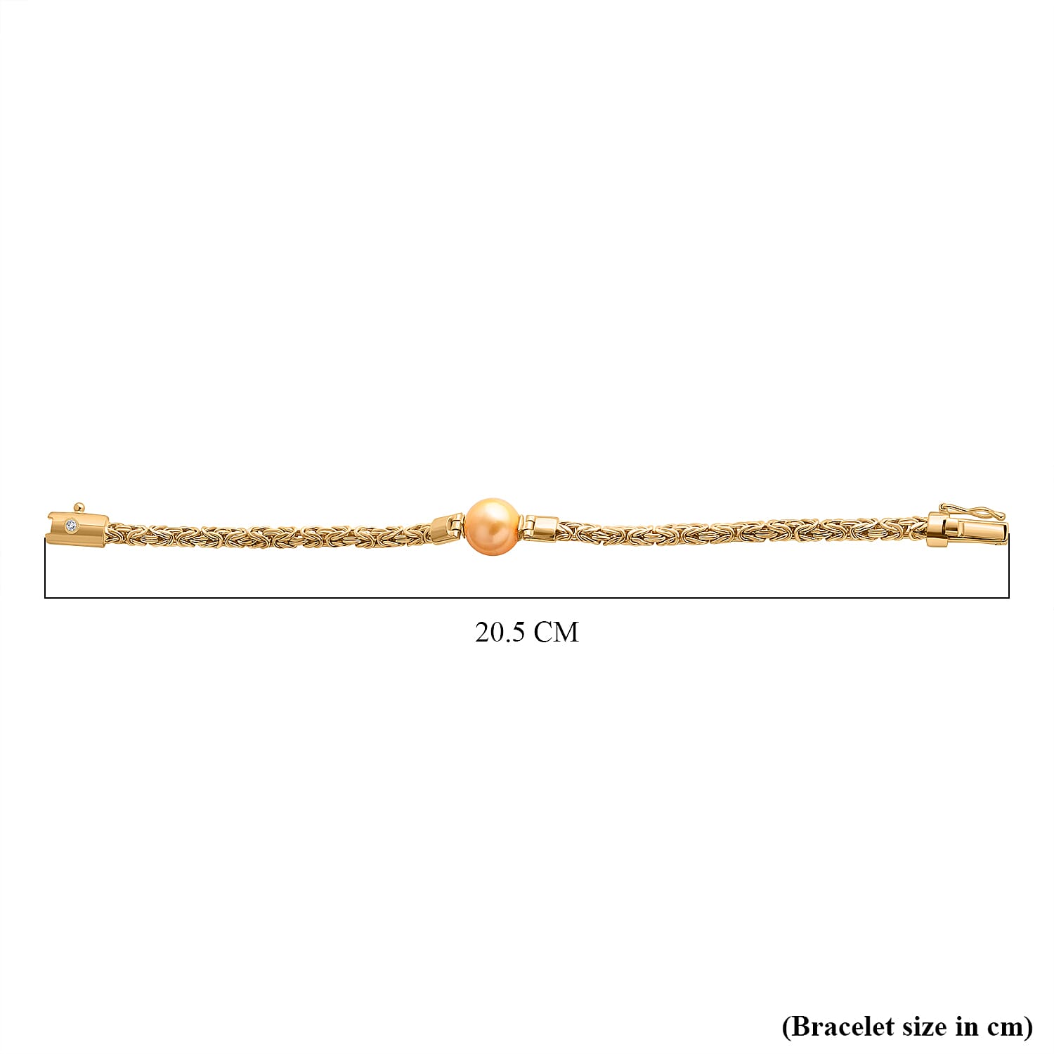 First Time Ever - Golden South Sea Pearl (11-12mm) Byzantine Bracelet (Size - 7) With Lab Grown Diamond YG Vermeil Sterling Silver First Time Ever - Golden South Sea Pearl (11-12mm) Byzantine Bracelet (Size - 7) With Lab Grown Diamond YG Vermeil Sterling Silver
