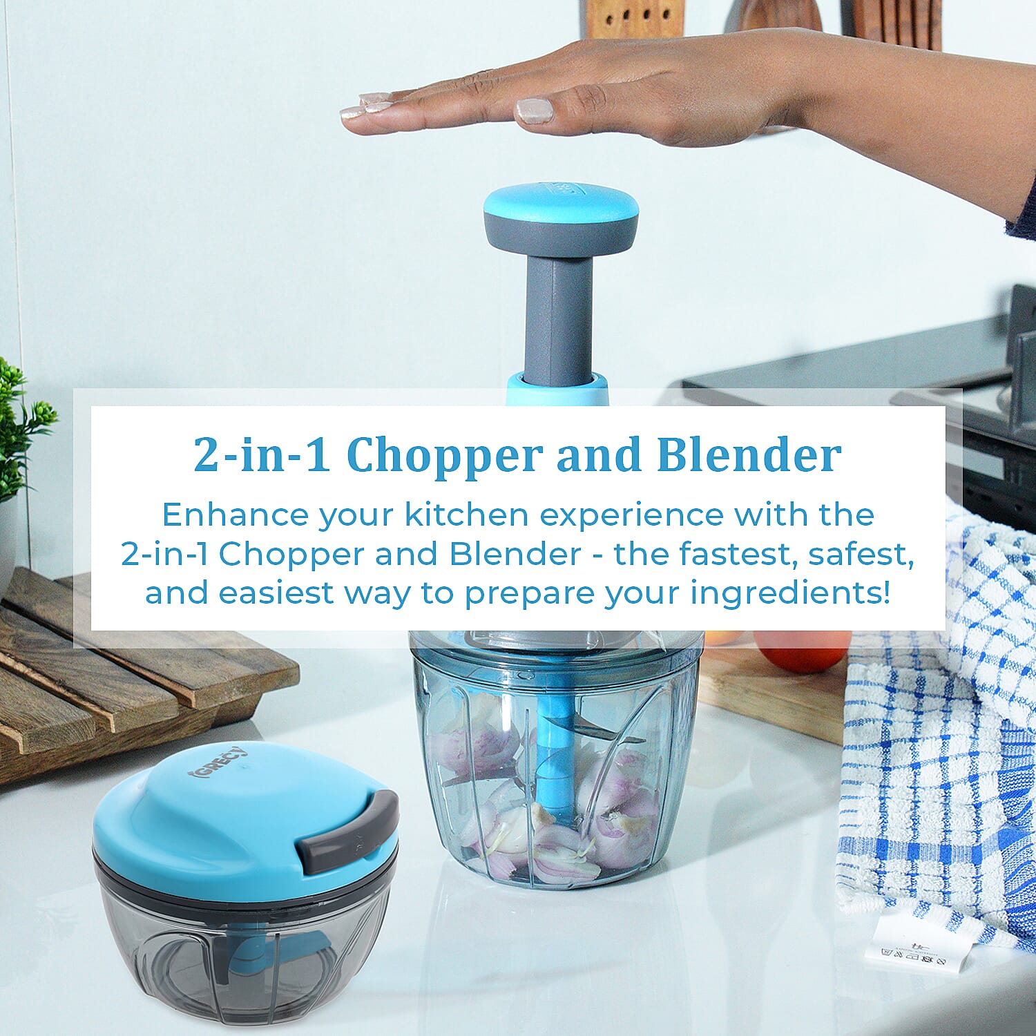 Set of 2 Chopper Blender Food Processor 900 ml