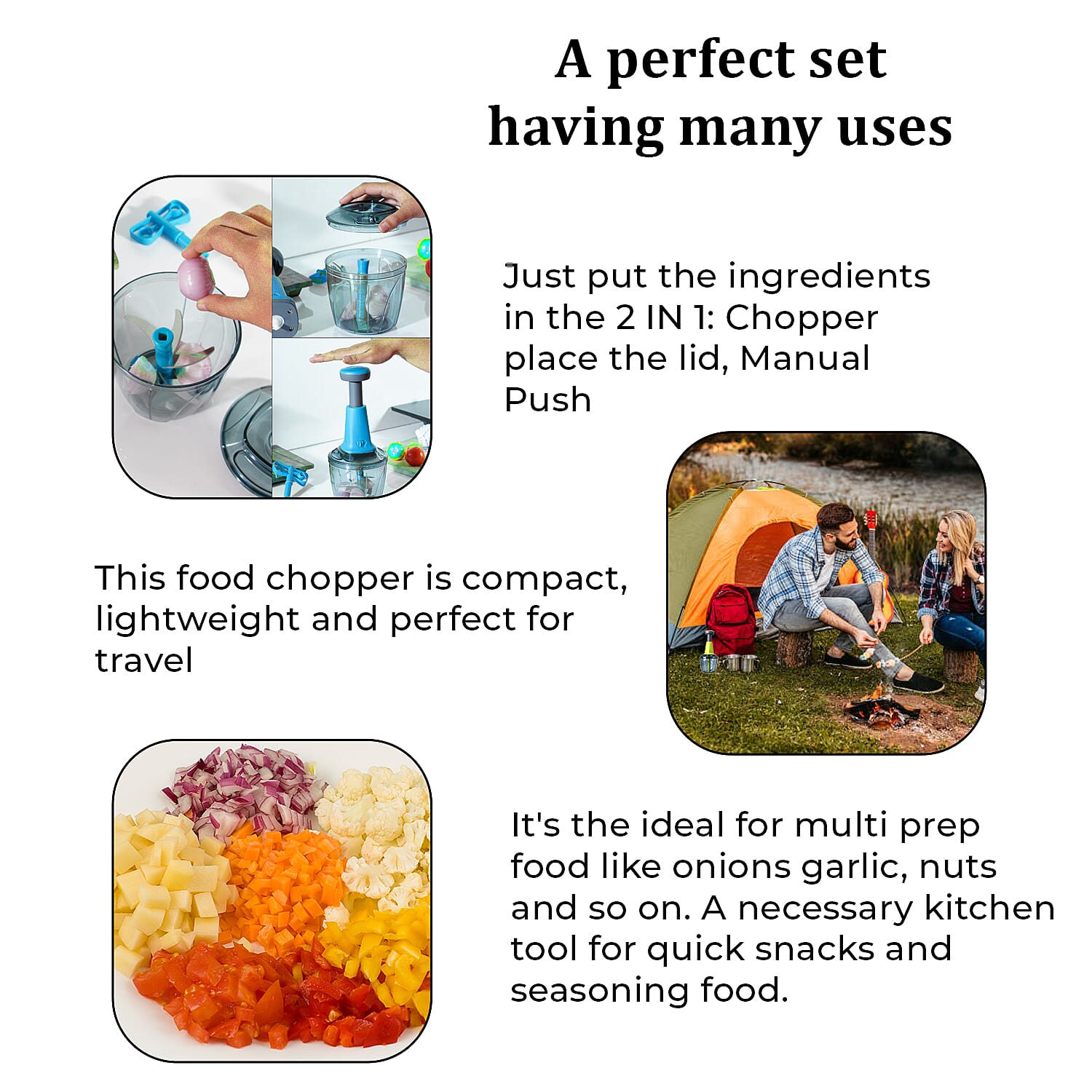 Set of 2 Chopper Blender Food Processor 900 ml